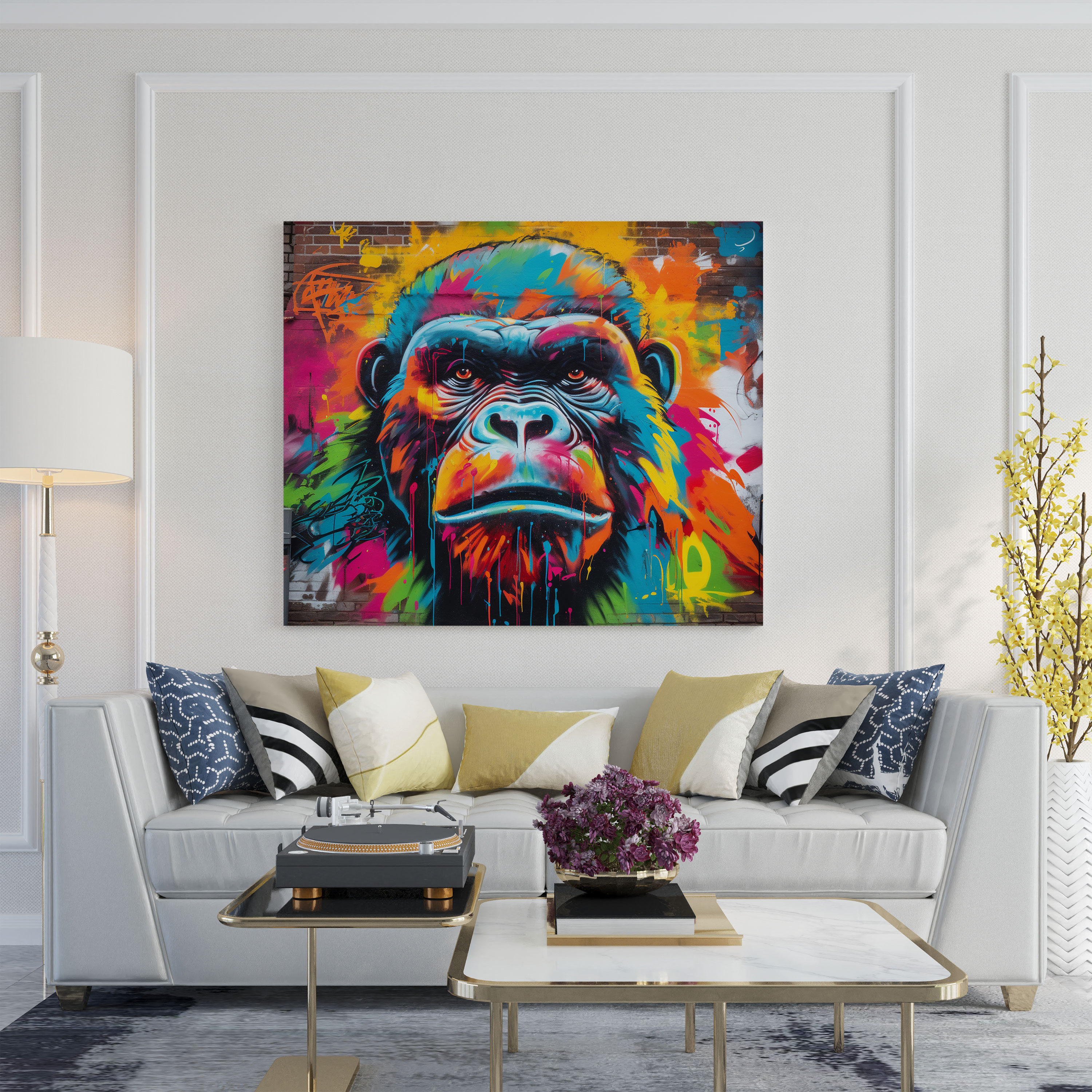 Gorilla Canvas Print - Graffiti Style Art - Gorilla, Urban Energy, Wall Decoration, Boldness