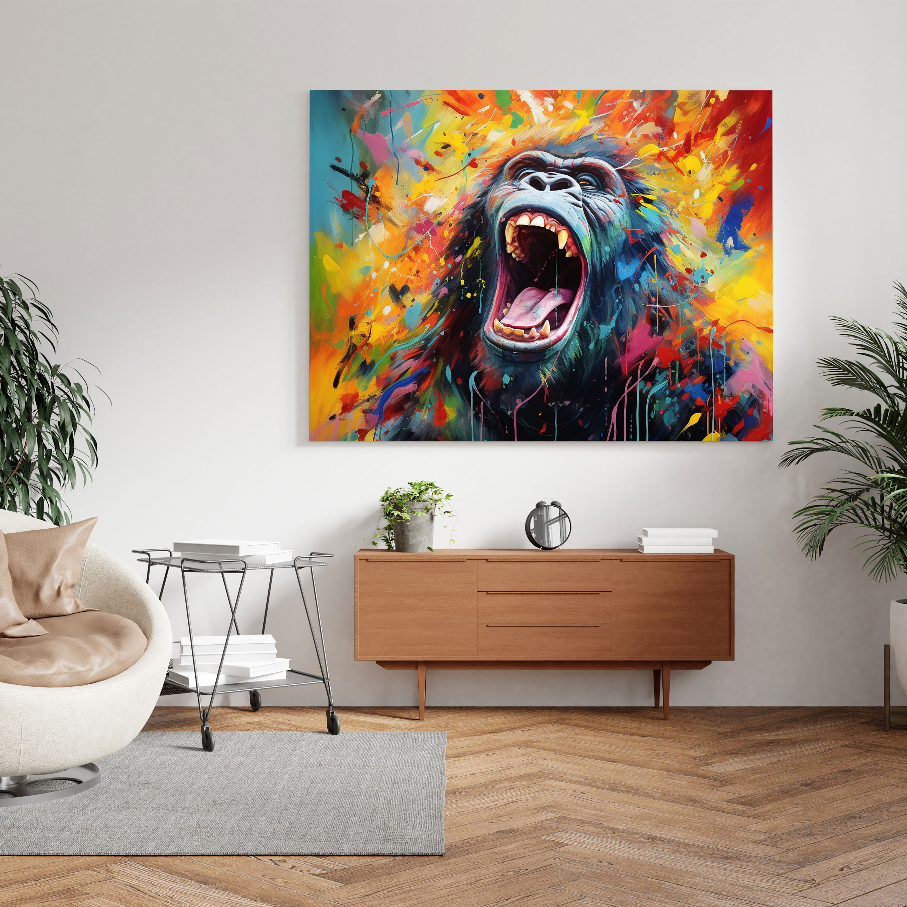 Gorilla Canvas Print - Abstract Acrylic Painting - Gorilla, Wall Art, Canvas, Gorilla