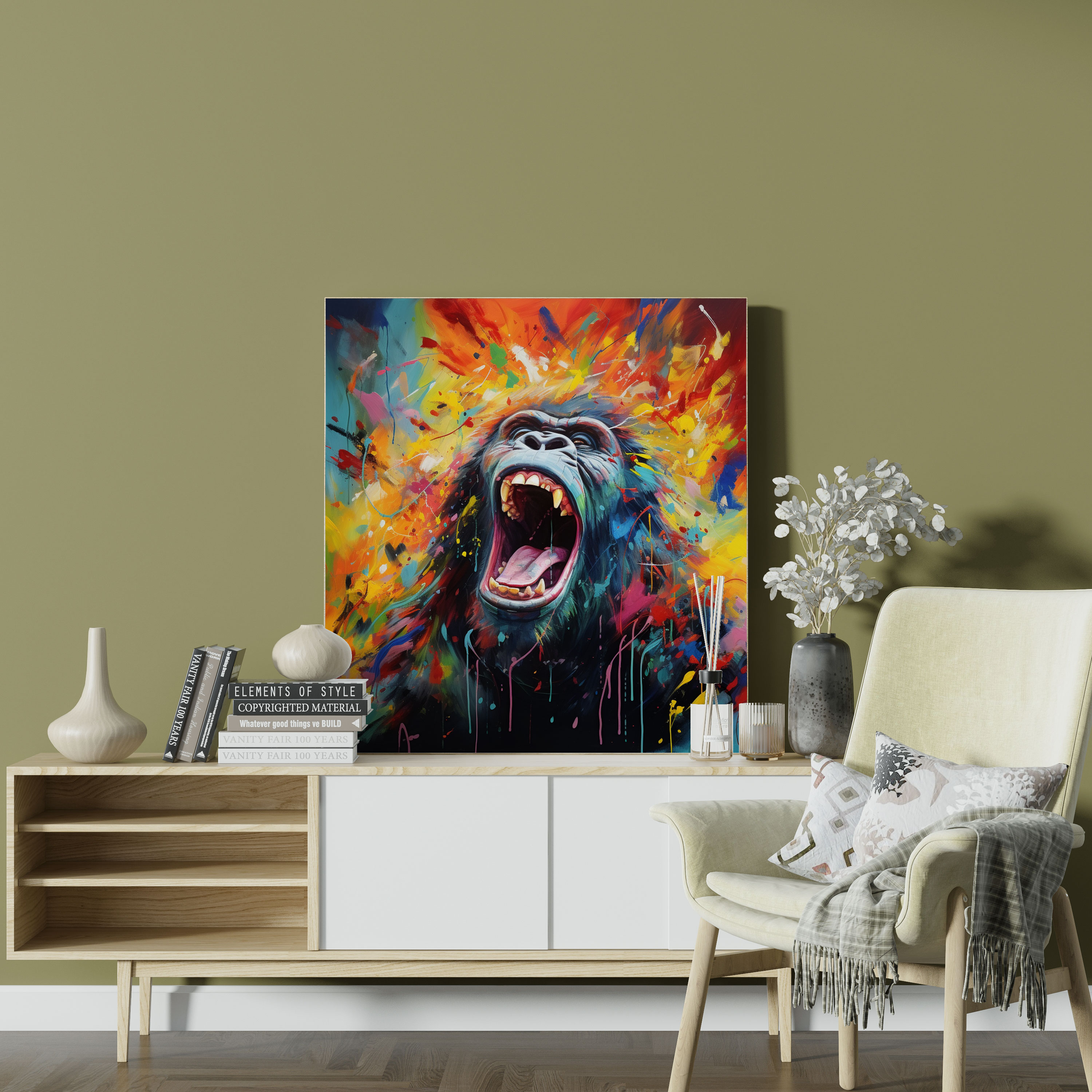 Gorilla Canvas Print - Abstract Acrylic Painting - Gorilla, Wall Art, Canvas, Gorilla