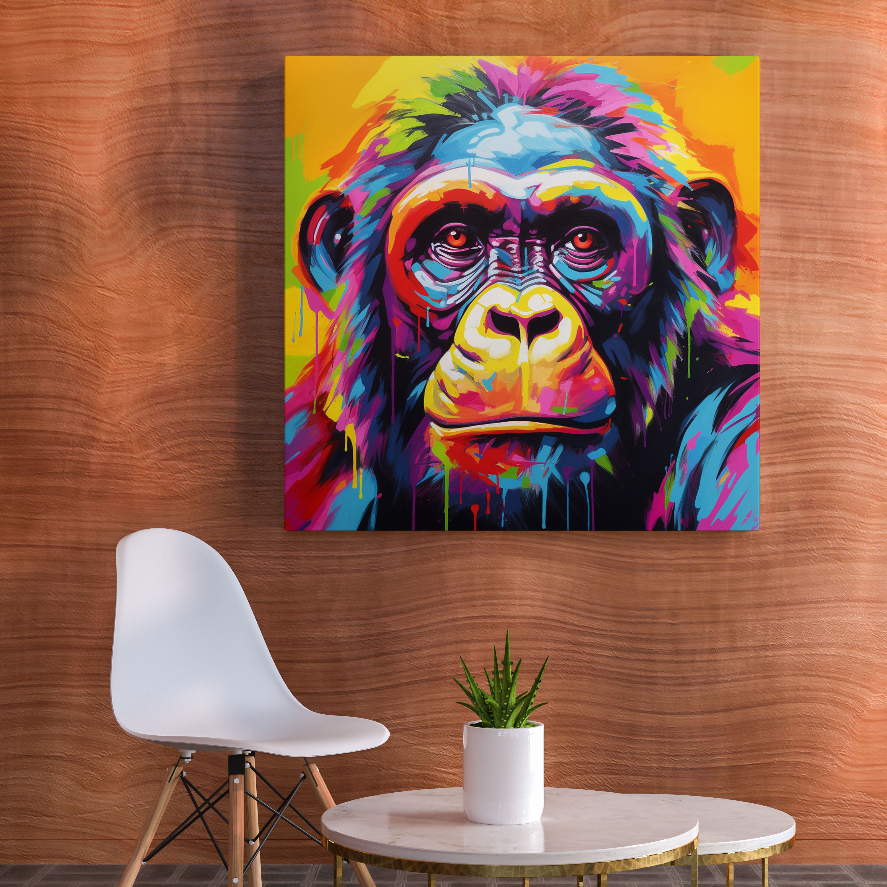 Gorilla Duvar Dekorasyonu - Pop Sanat Tablosu - Kanvas Ev Dekorasyonu