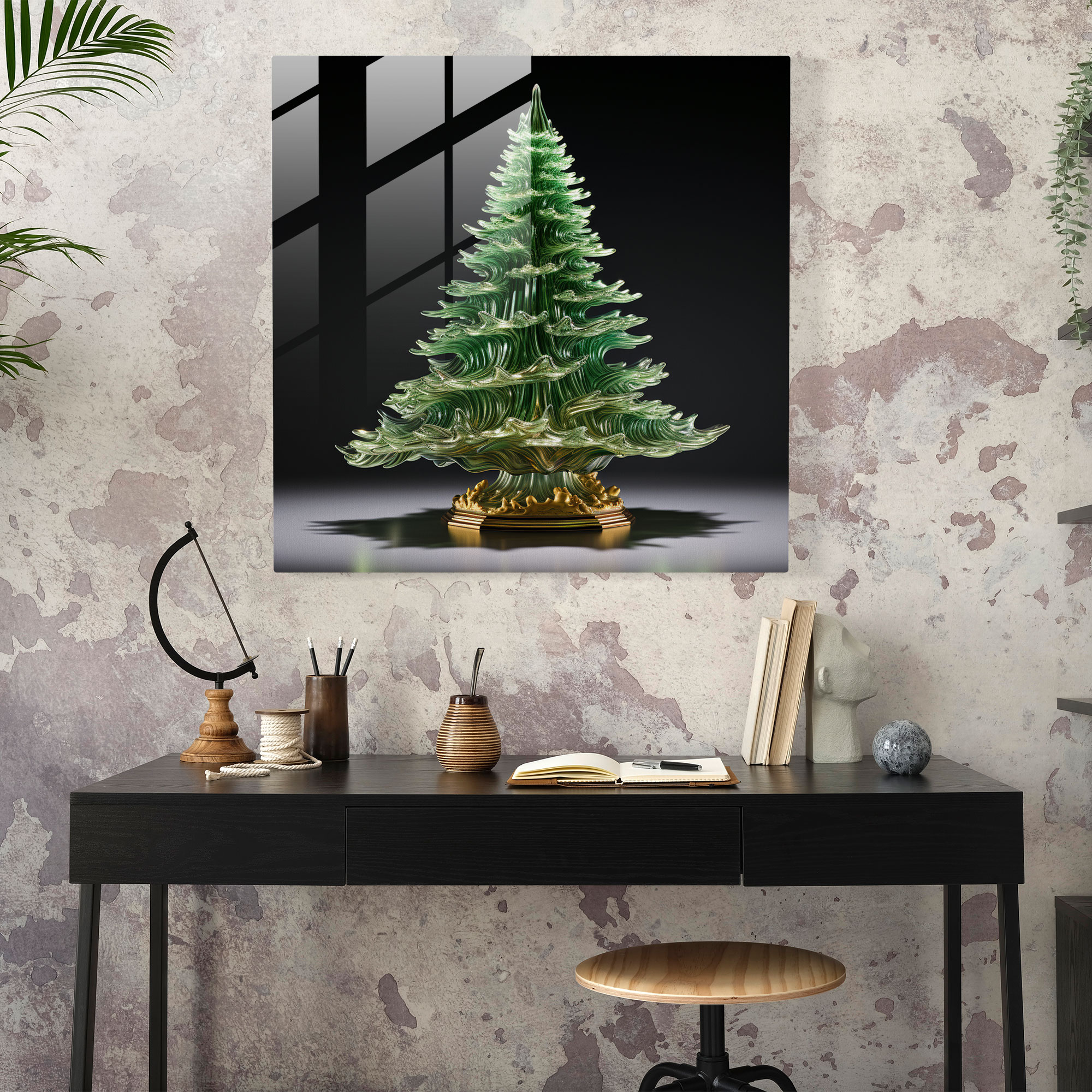 Green Pine Glass Sculpture - Surreal Tree Art - Green Pine, Glass Art, Home Decoration, High Quality Glass