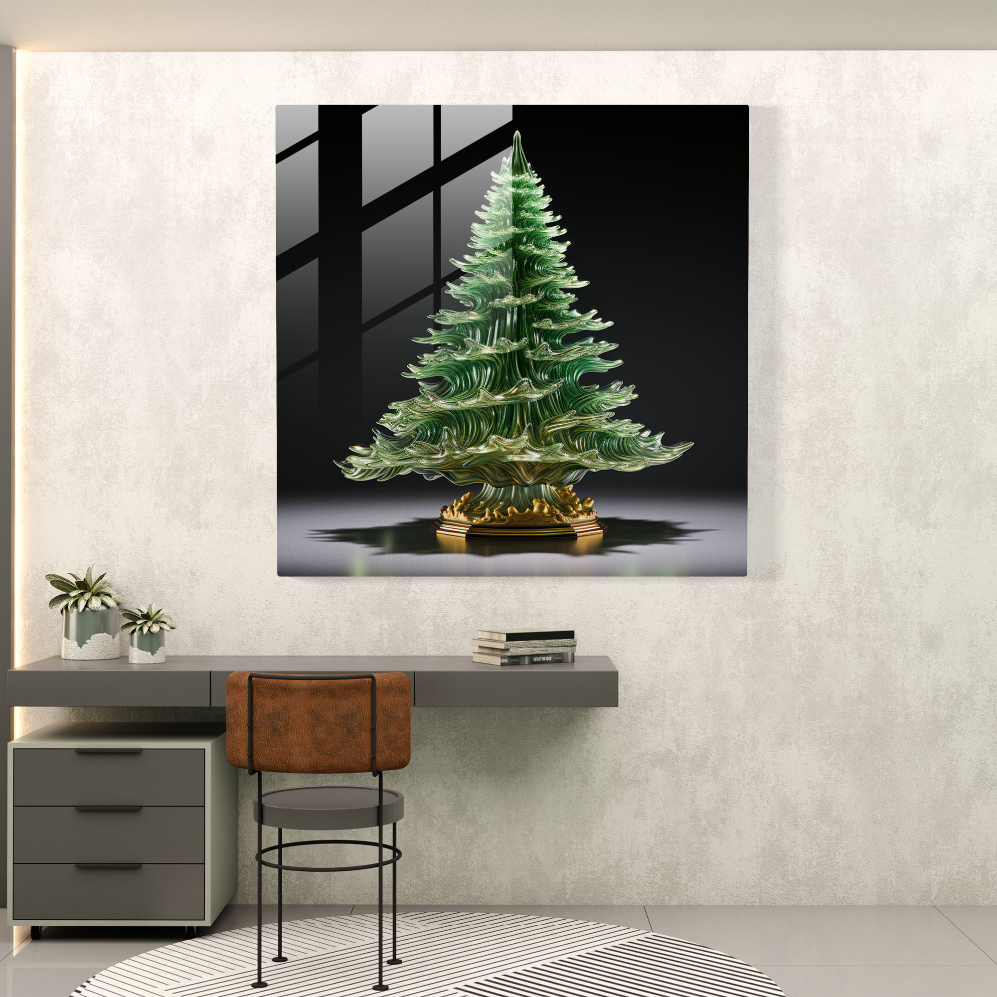 Green Pine Glass Sculpture - Surreal Tree Art - Green Pine, Glass Art, Home Decoration, High Quality Glass