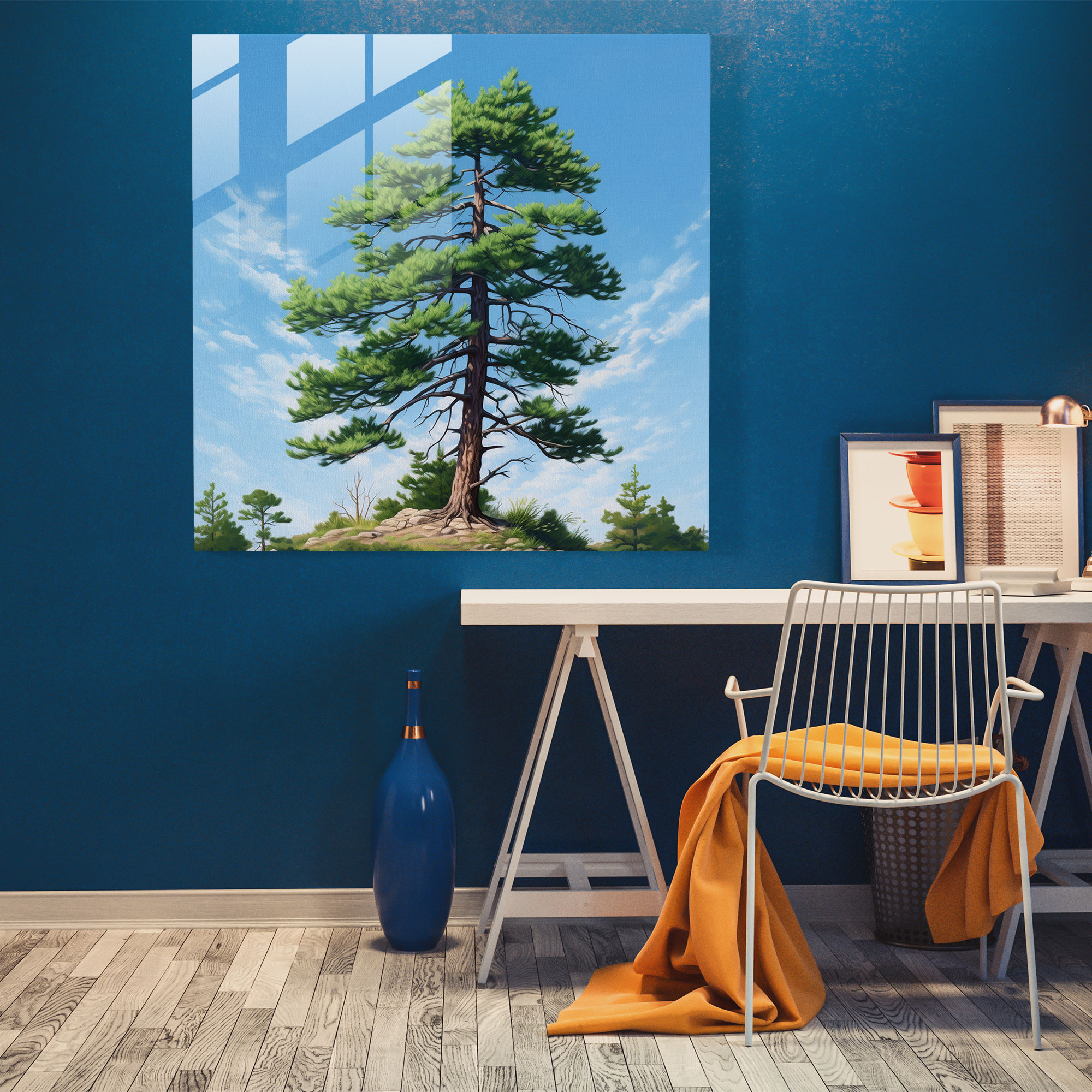 Green Pine Realistic Glass Print - Green Pine, Green Pine, Realistic, Glass Print