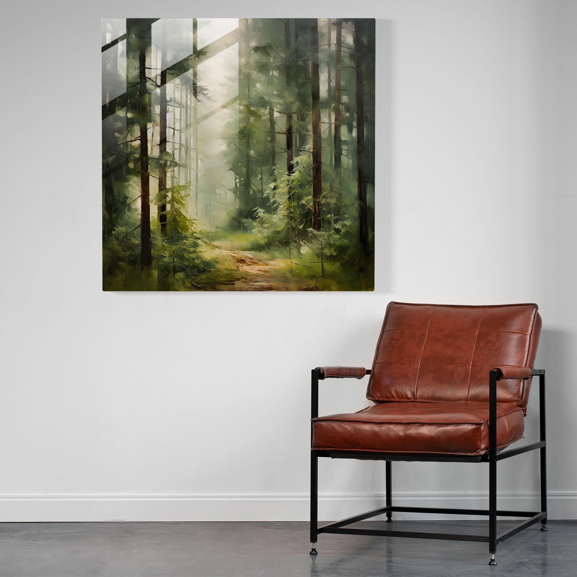 Dreamy Green Pine Glass Print - Green Pine, Wall Decoration, Glass Wall Art, Green Pine