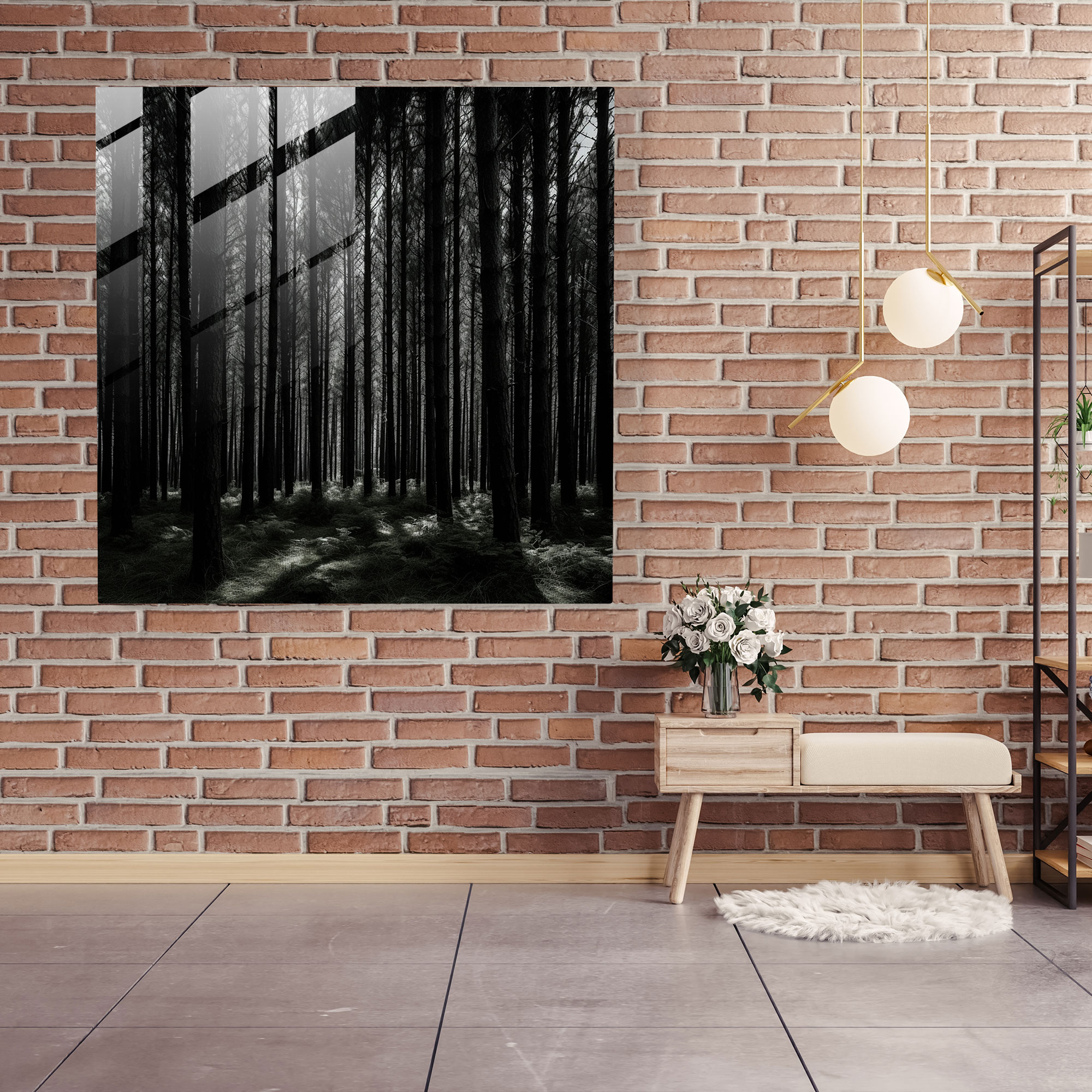 High Contrast Green Pine Glass Print - Green Pine, High Contrast Photograph, Glass Wall Art, Glass Art