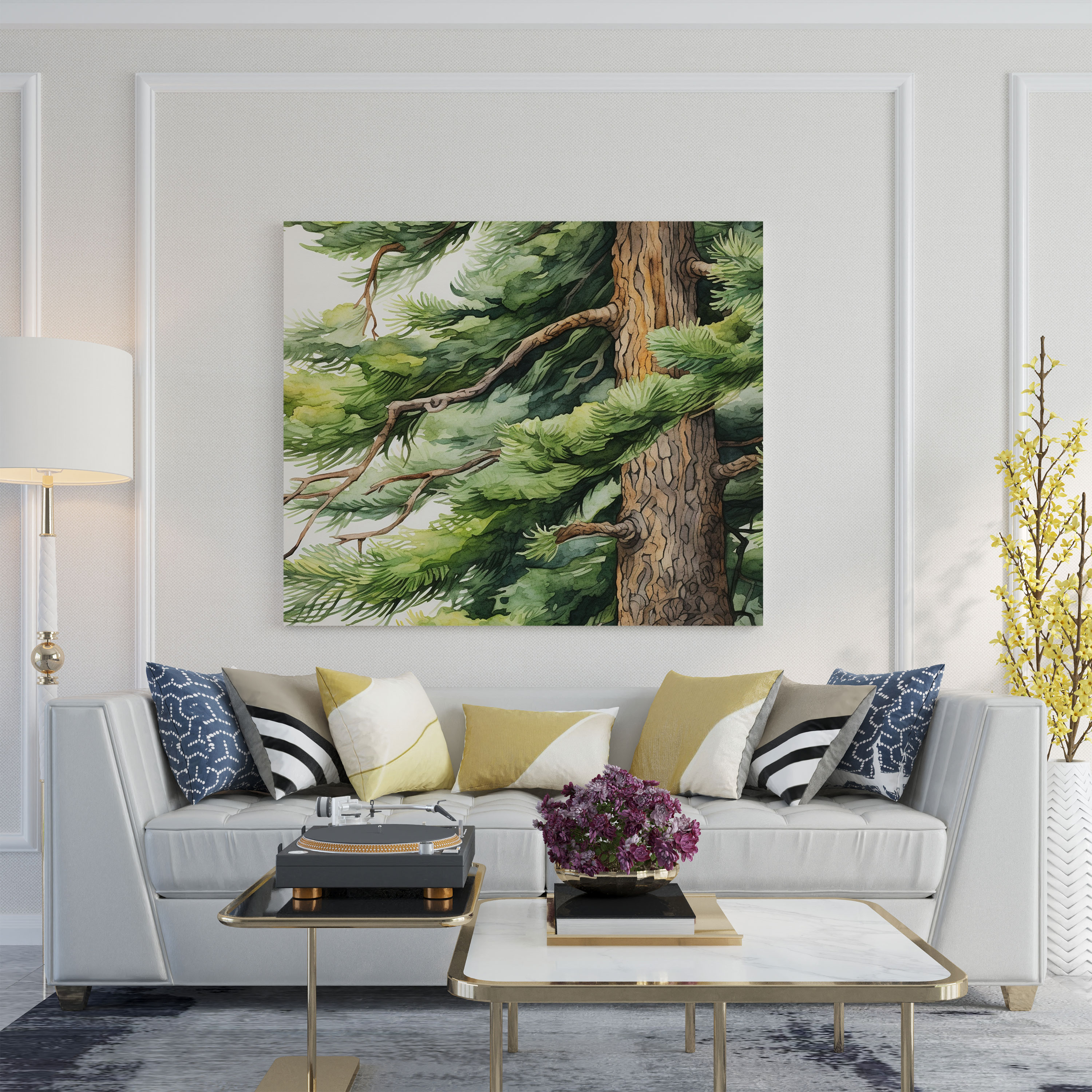 Green Pine Wall Art - Green Pine, Textured Bark, Wall Art, Nature