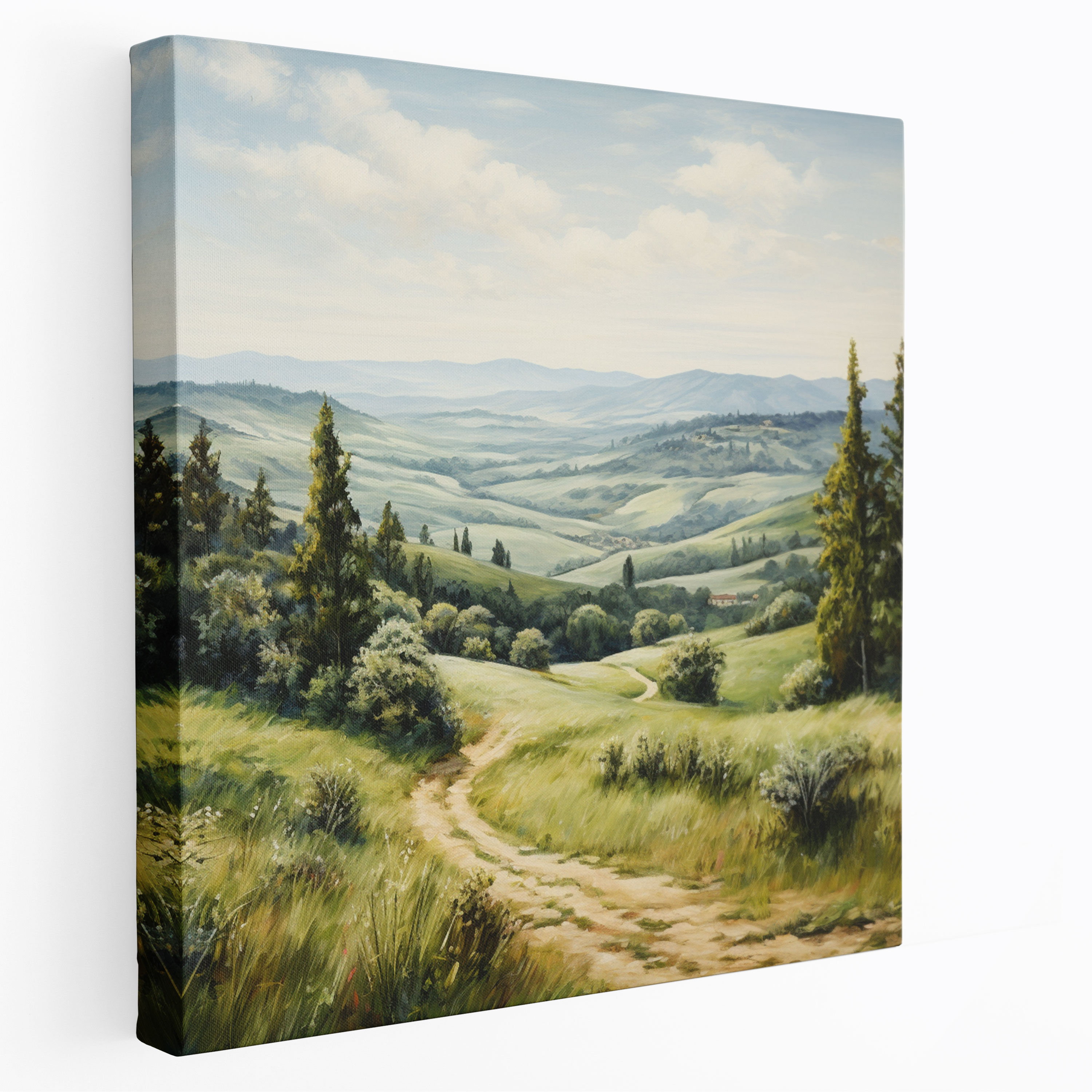 Green Pine Canvas Print - Green Pine, Impressionist Oil Painting, Canvas Wall Art, Canvas Print