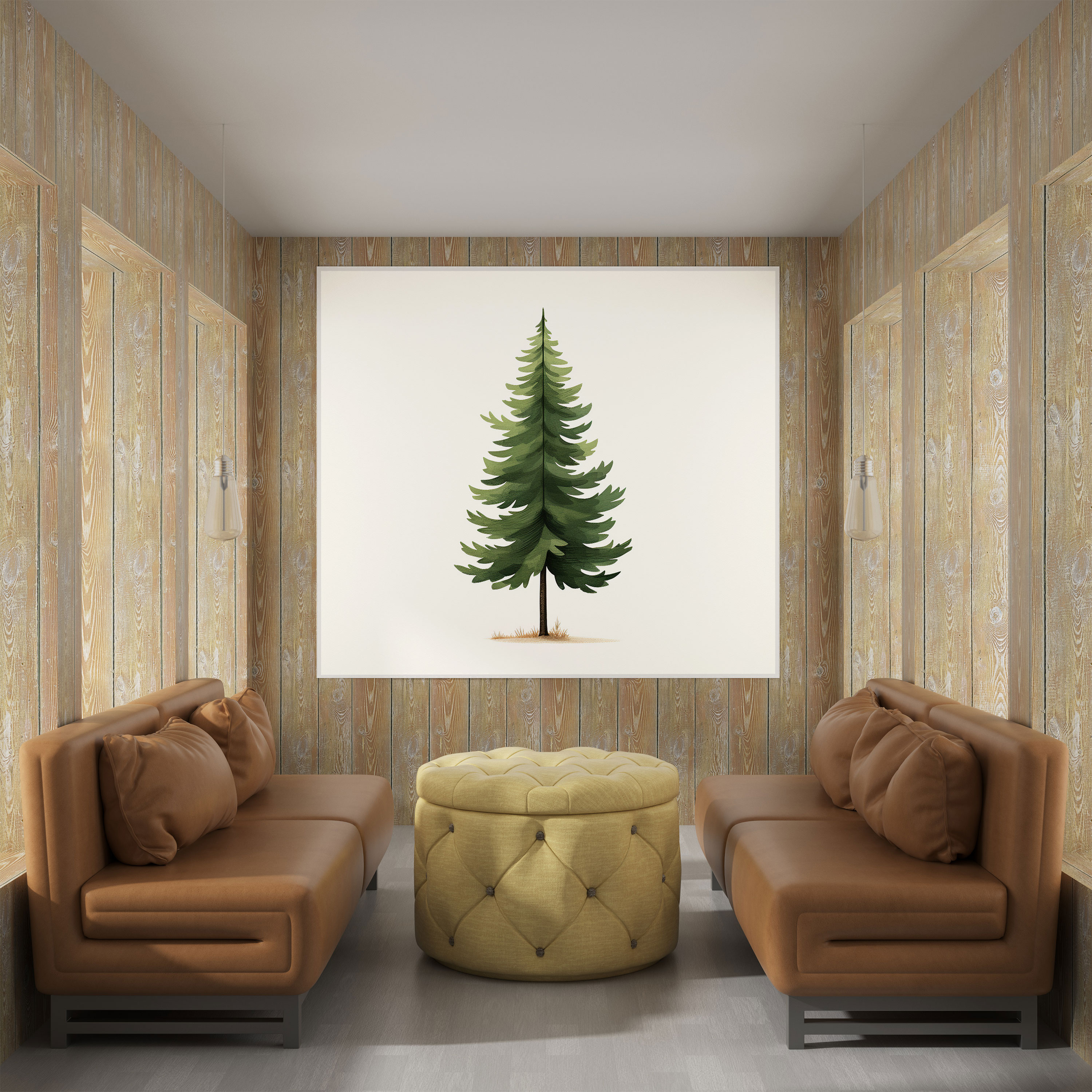 Green Pine Wall Decoration - Green Pine, Clean White Background, Home Decoration, Wall Decoration