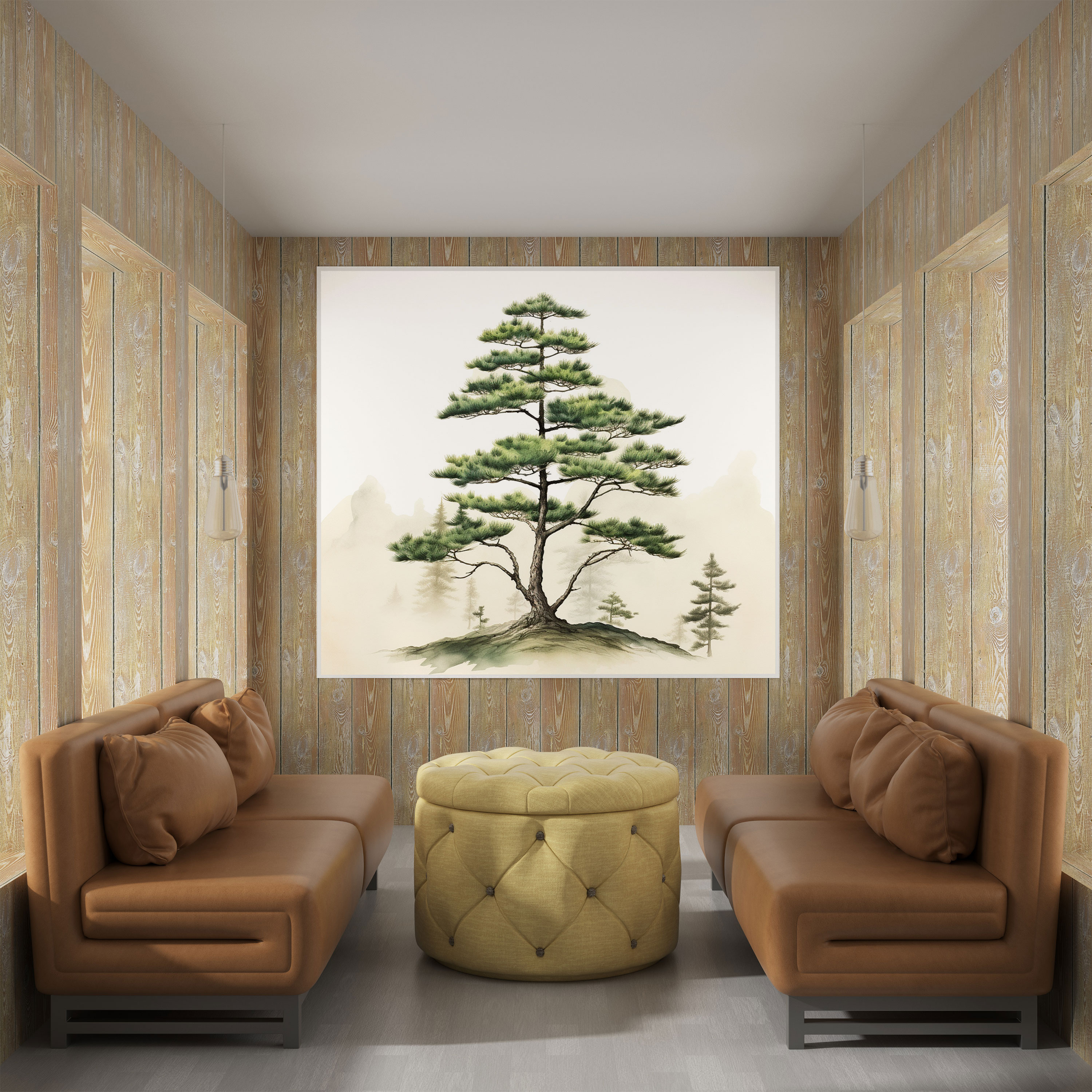 Green Pine Wall Decoration - Green Pine, Canvas Wall Art, Minimalistic Artwork, Traditional Japanese Ink Painting