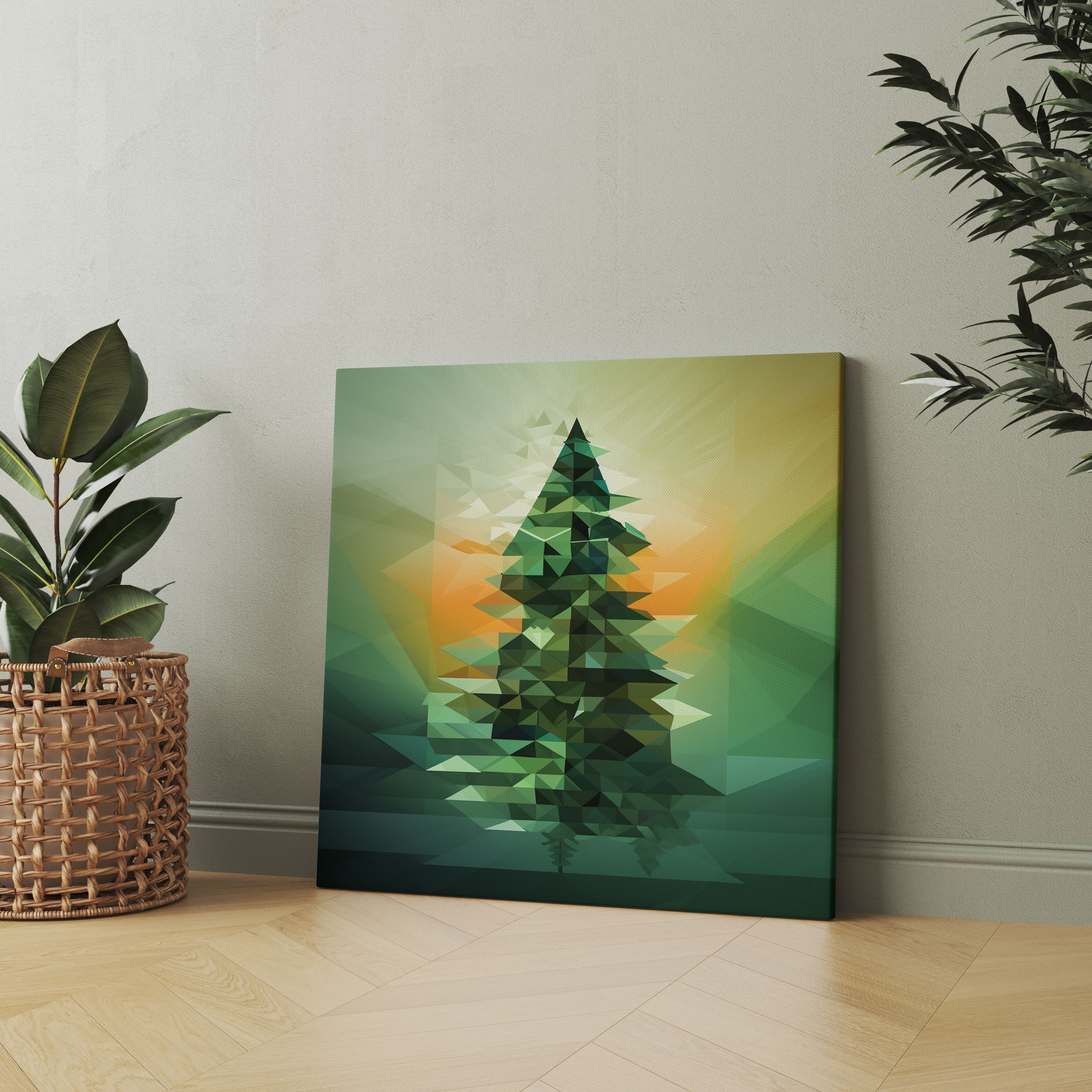 Green Pine Wall Decoration - Green Pine, Home Decoration, Green Pine, Wall Art