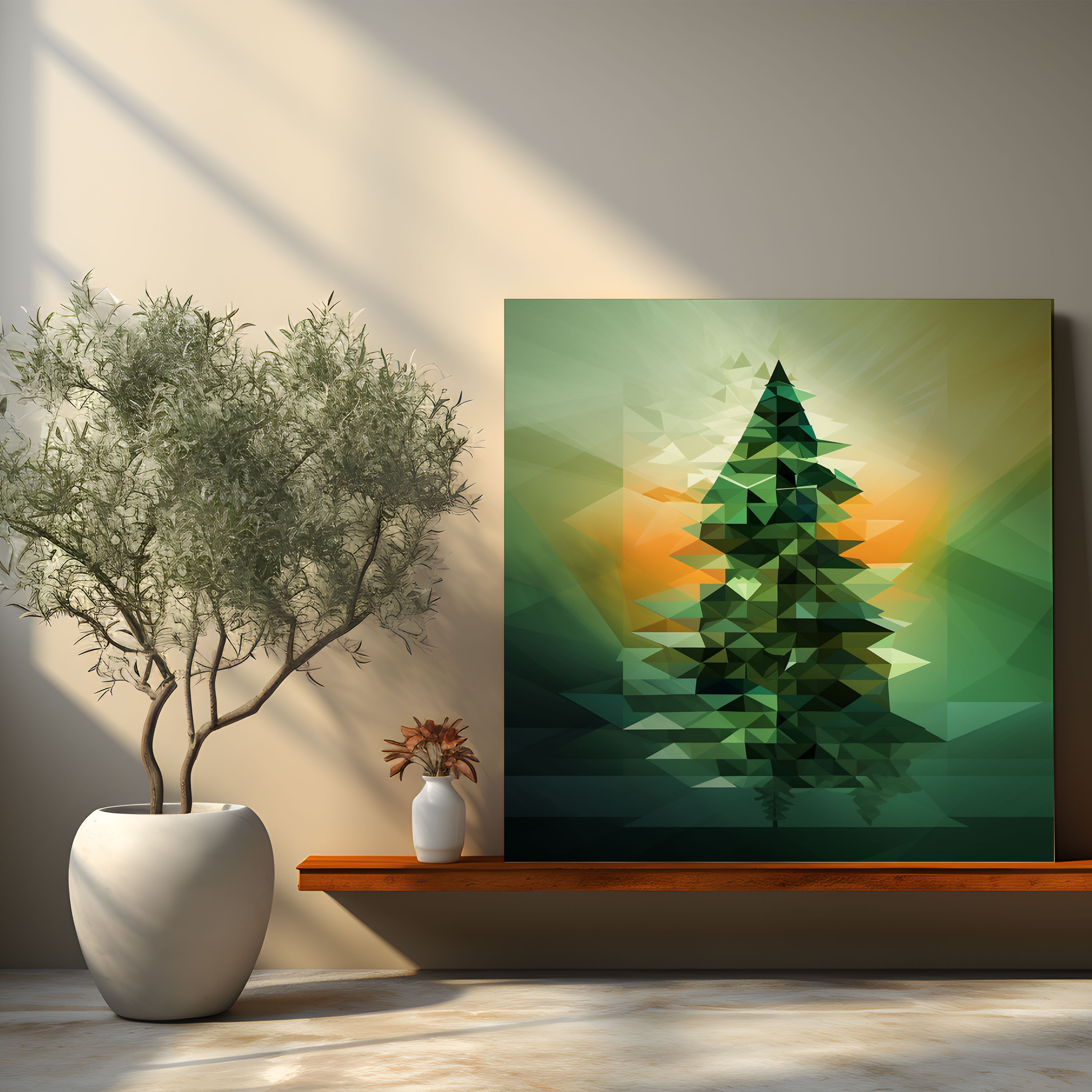 Green Pine Wall Decoration - Green Pine, Home Decoration, Green Pine, Wall Art