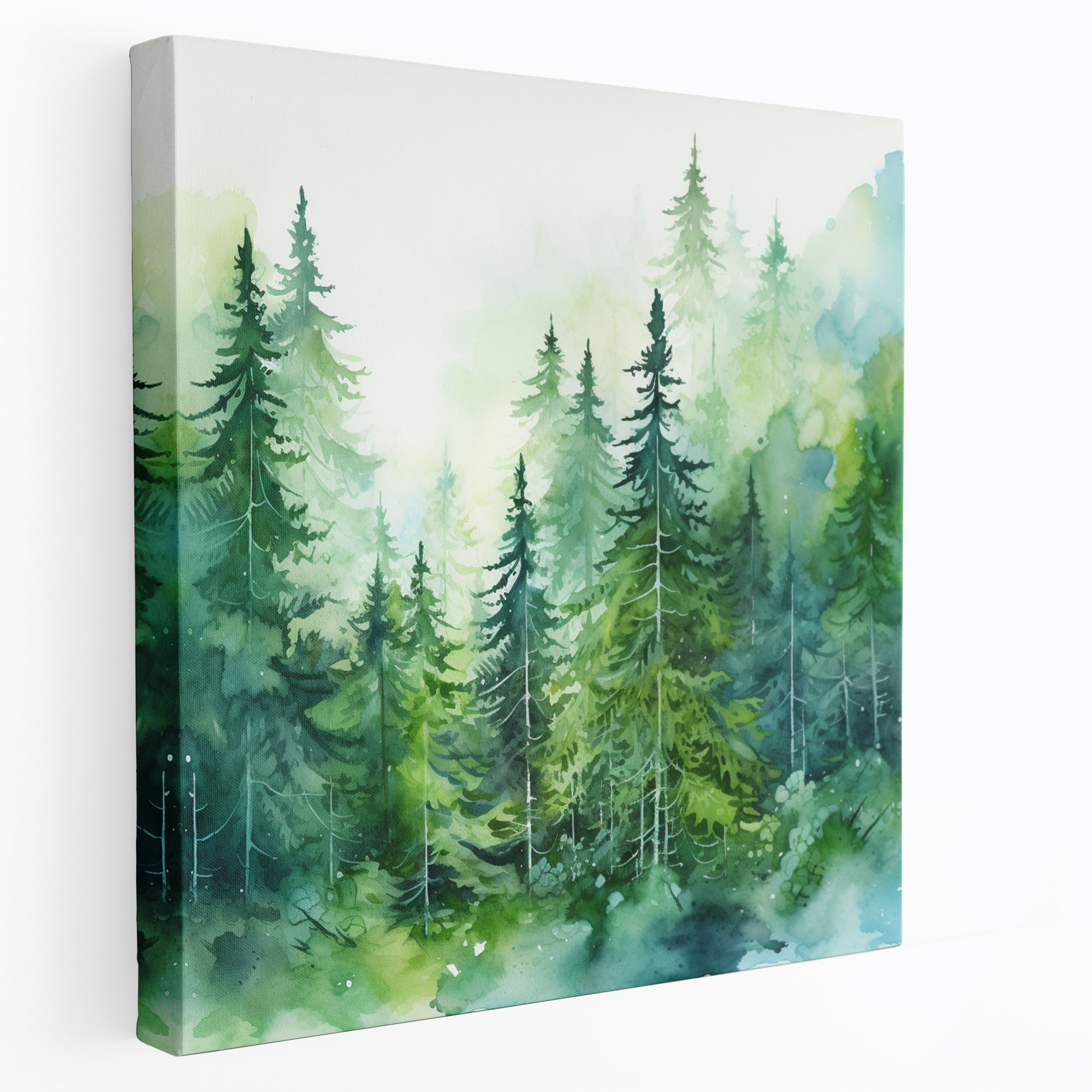Green Pine Canvas Print - Green Pine, Wall Decoration, Vibrant Brushstrokes, Canvas Wall Art