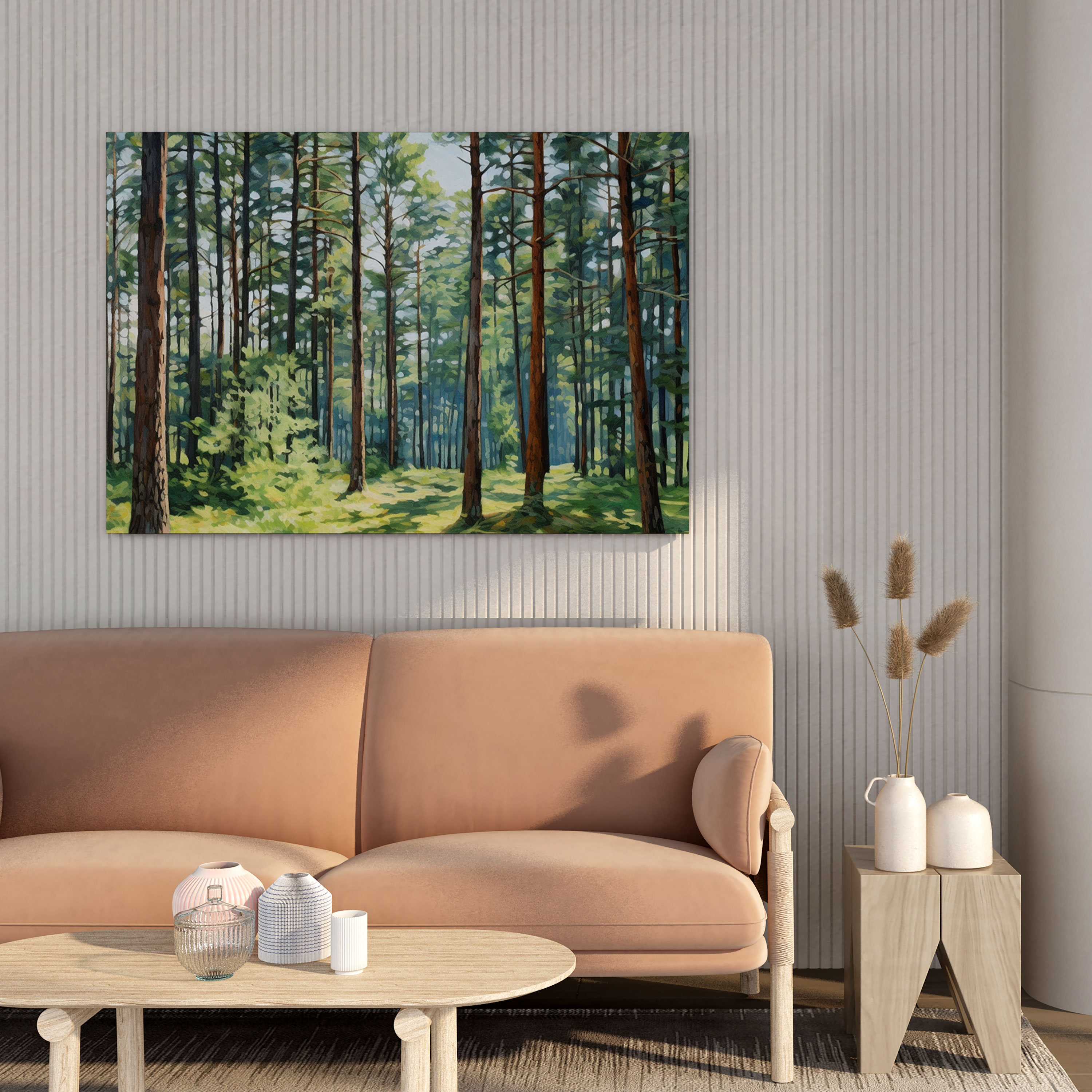 Green Pine Wall Art - Green Pine, Sunny Day, Canvas Wall Art, Canvas