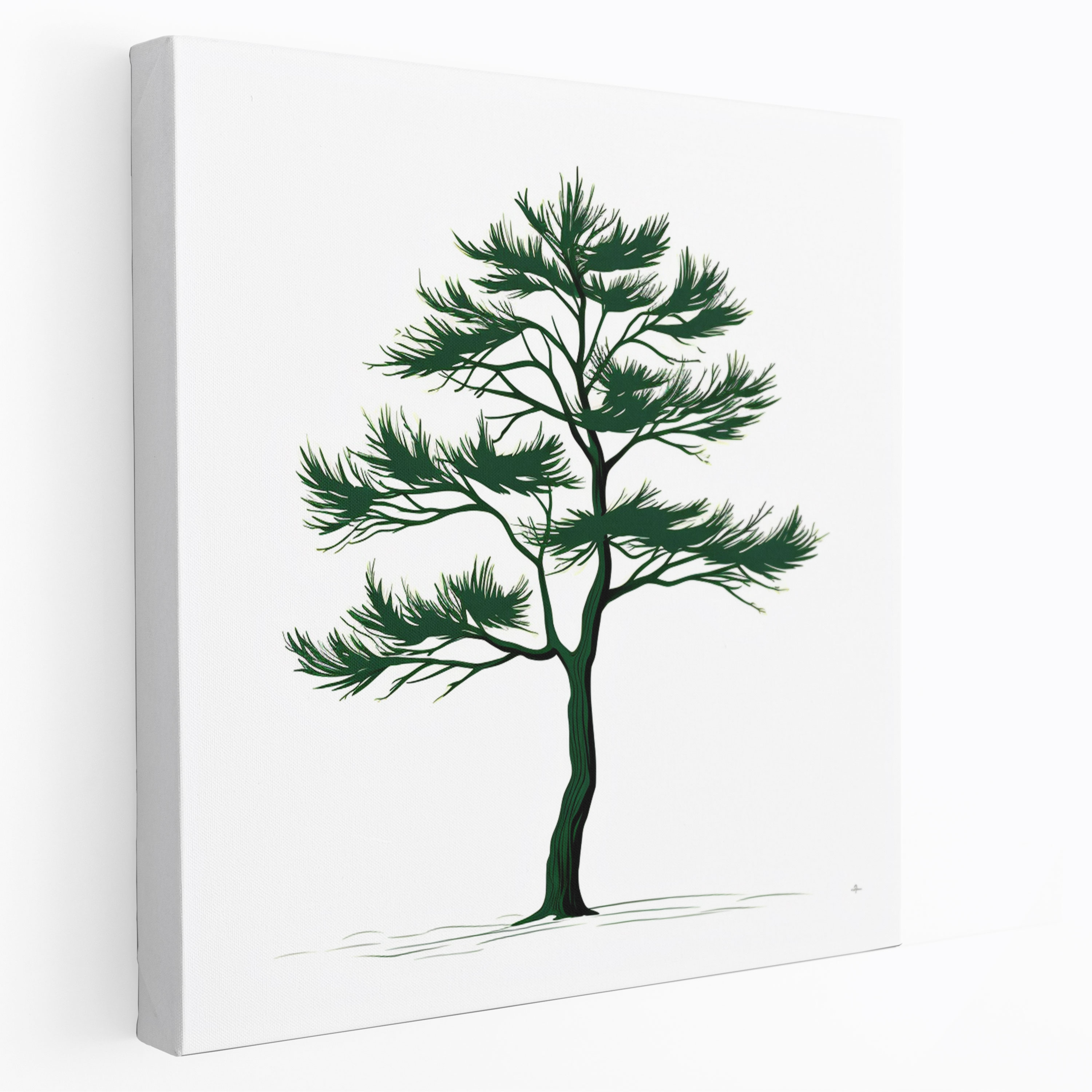 Green Pine Wall Art - Green Pine, Home Decoration, Canvas Wall Art, White Background