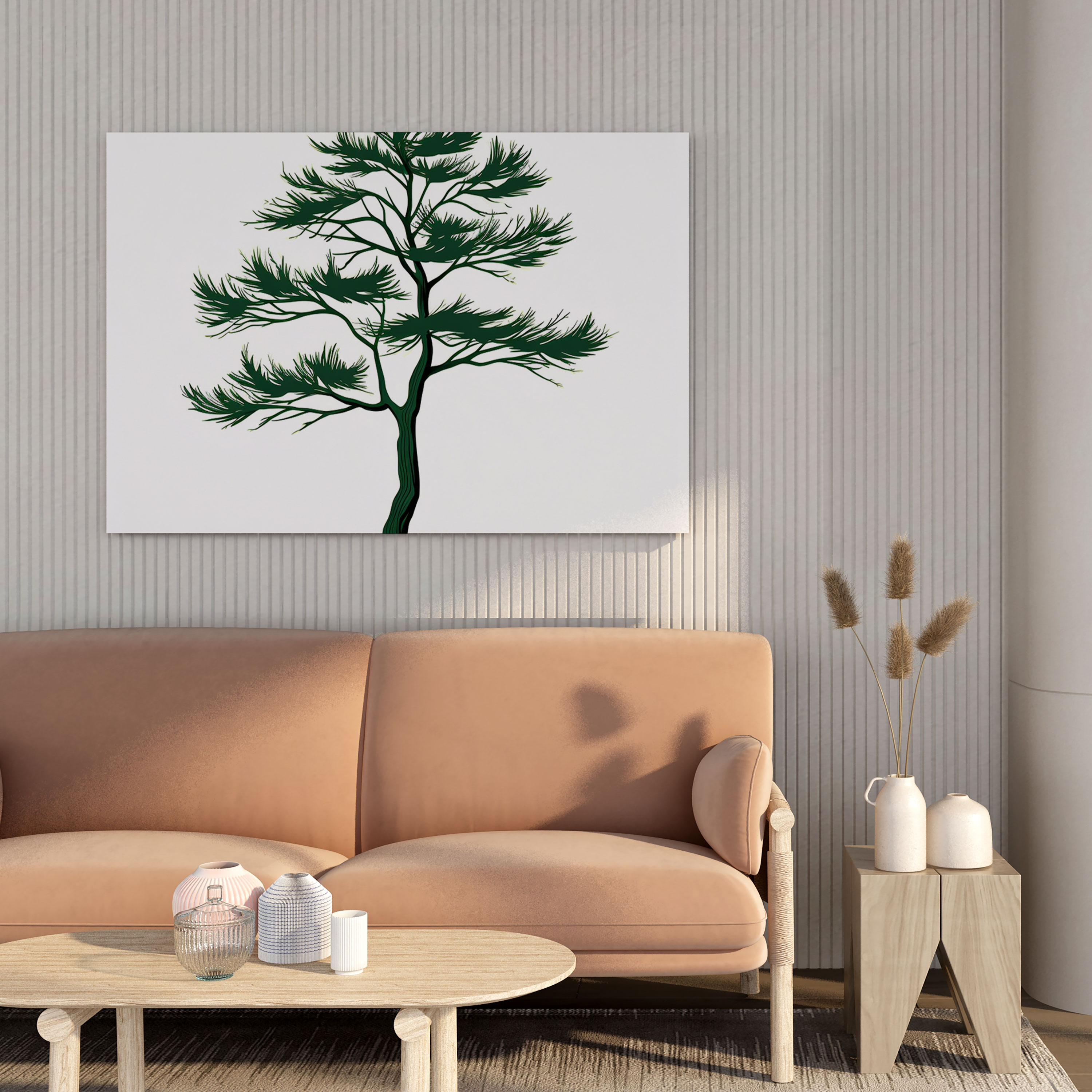 Green Pine Wall Art - Green Pine, Home Decoration, Canvas Wall Art, White Background