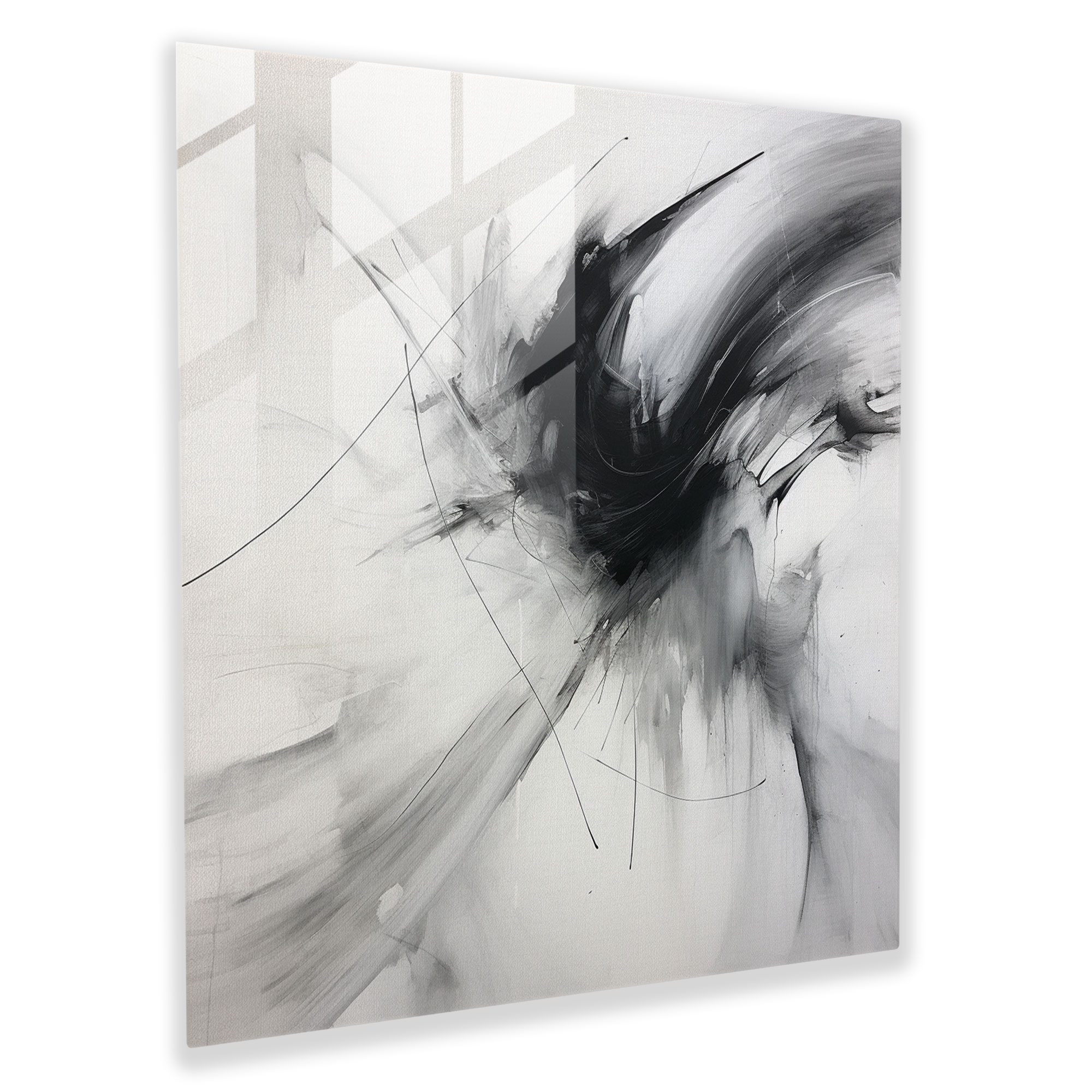 Gray Dynamics Glass Print - Gray, Gray Dynamics Glass Print, Home Decoration, Glass Art