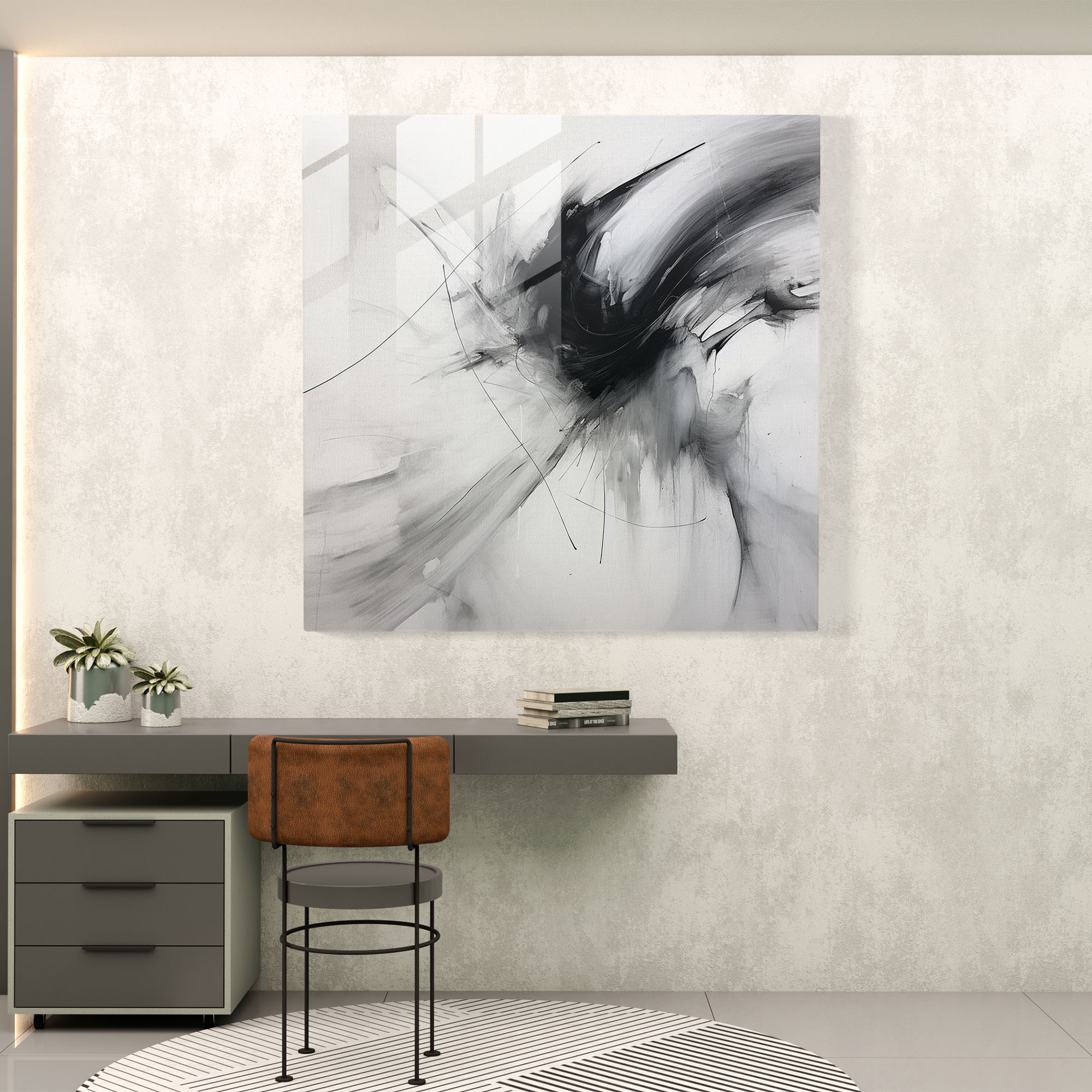 Gray Dynamics Glass Print - Gray, Gray Dynamics Glass Print, Home Decoration, Glass Art