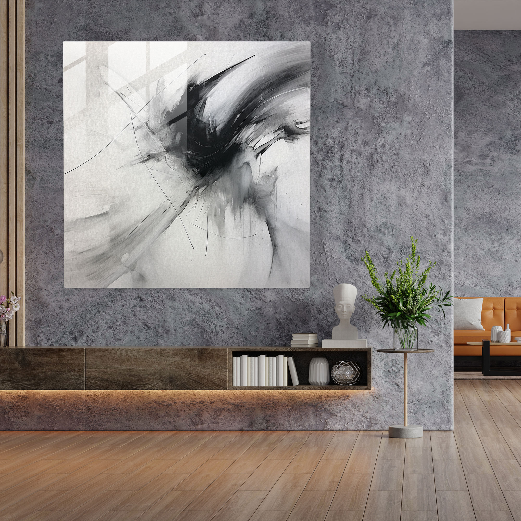 Gray Dynamics Glass Print - Gray, Gray Dynamics Glass Print, Home Decoration, Glass Art