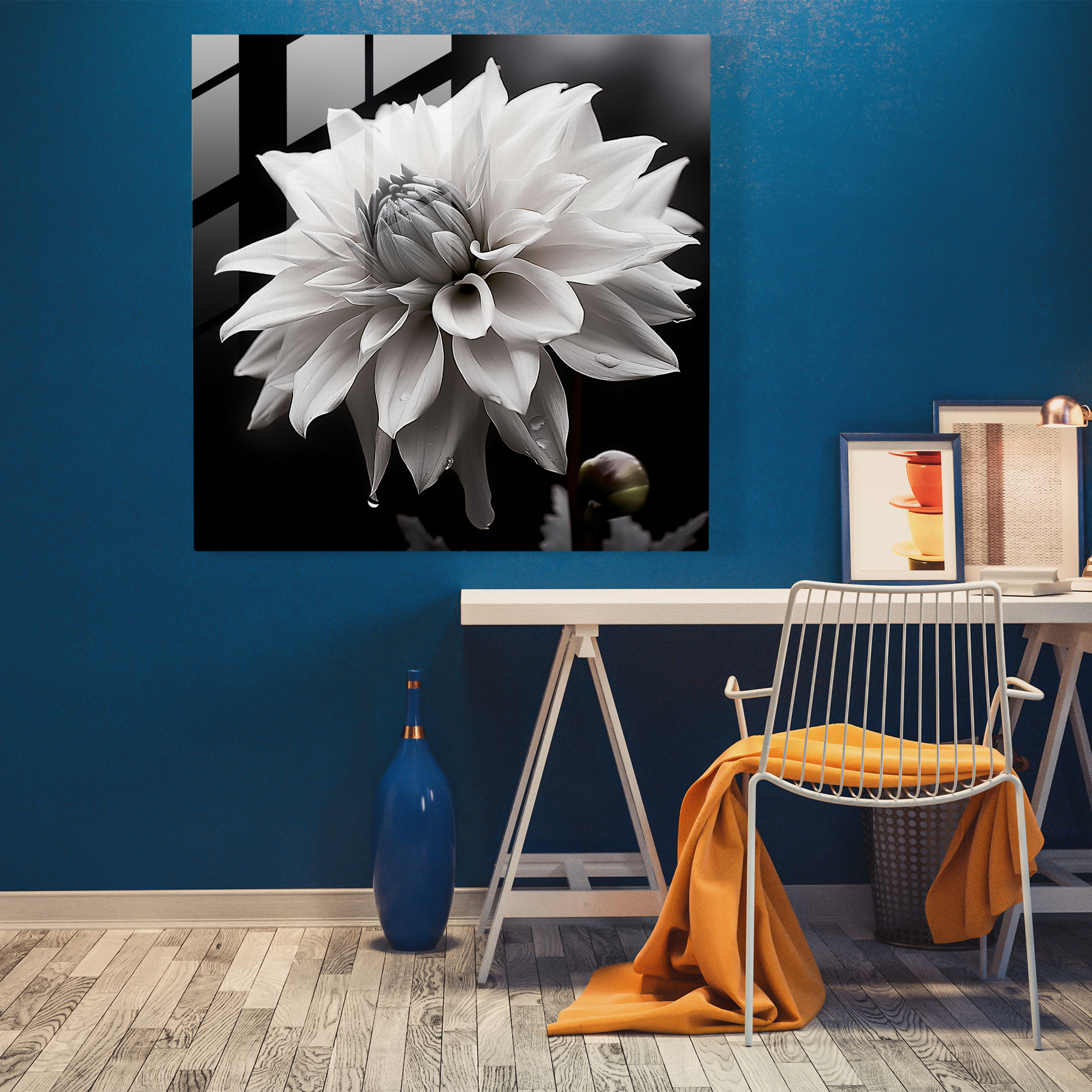 Gray Blooming Beauty Glass Print - Gray, Glass Wall Art, Home Decoration, Nature Photograph