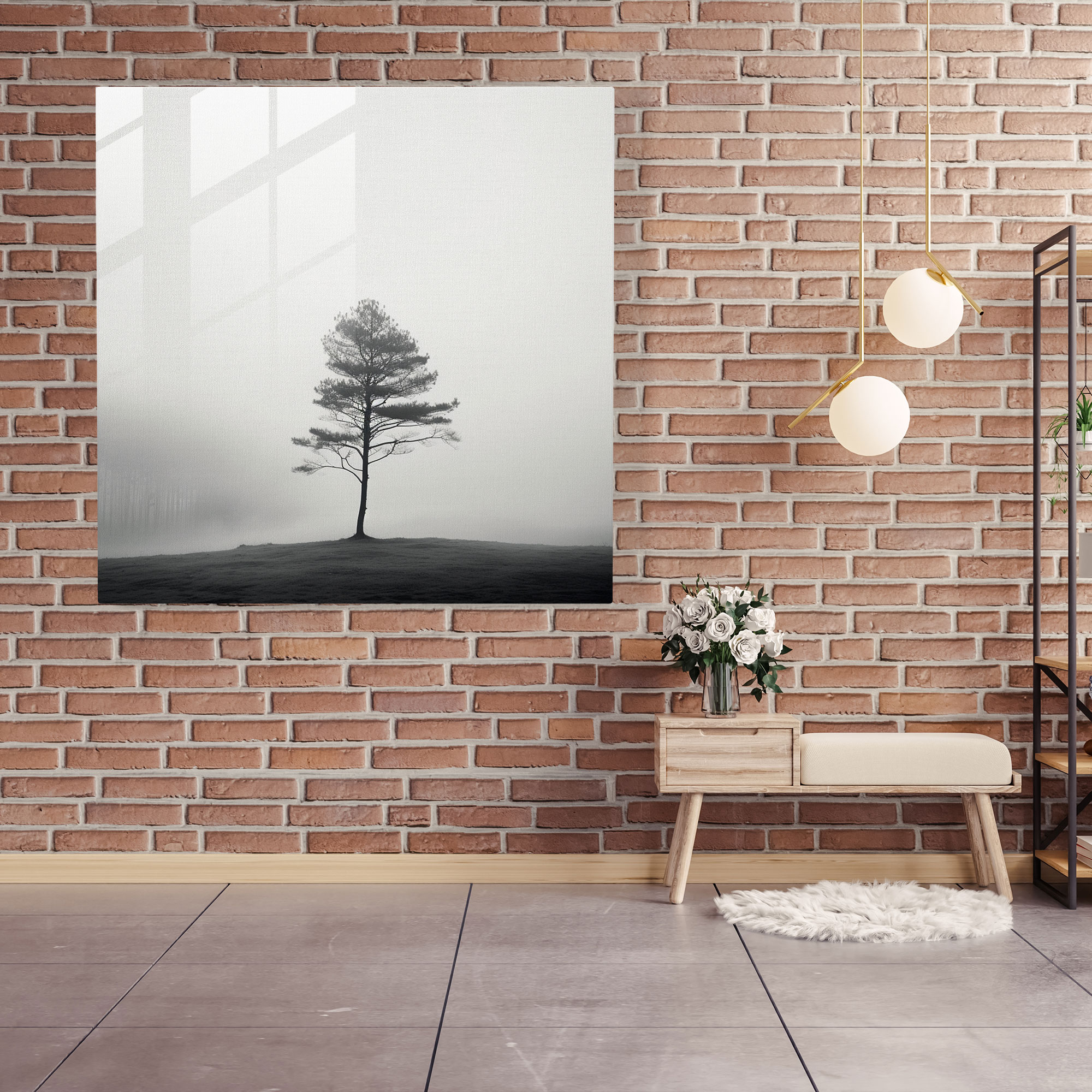 Gray Foggy Forest Glass Print - Gray, Glass Wall Art, Wall Decoration, Glass Art