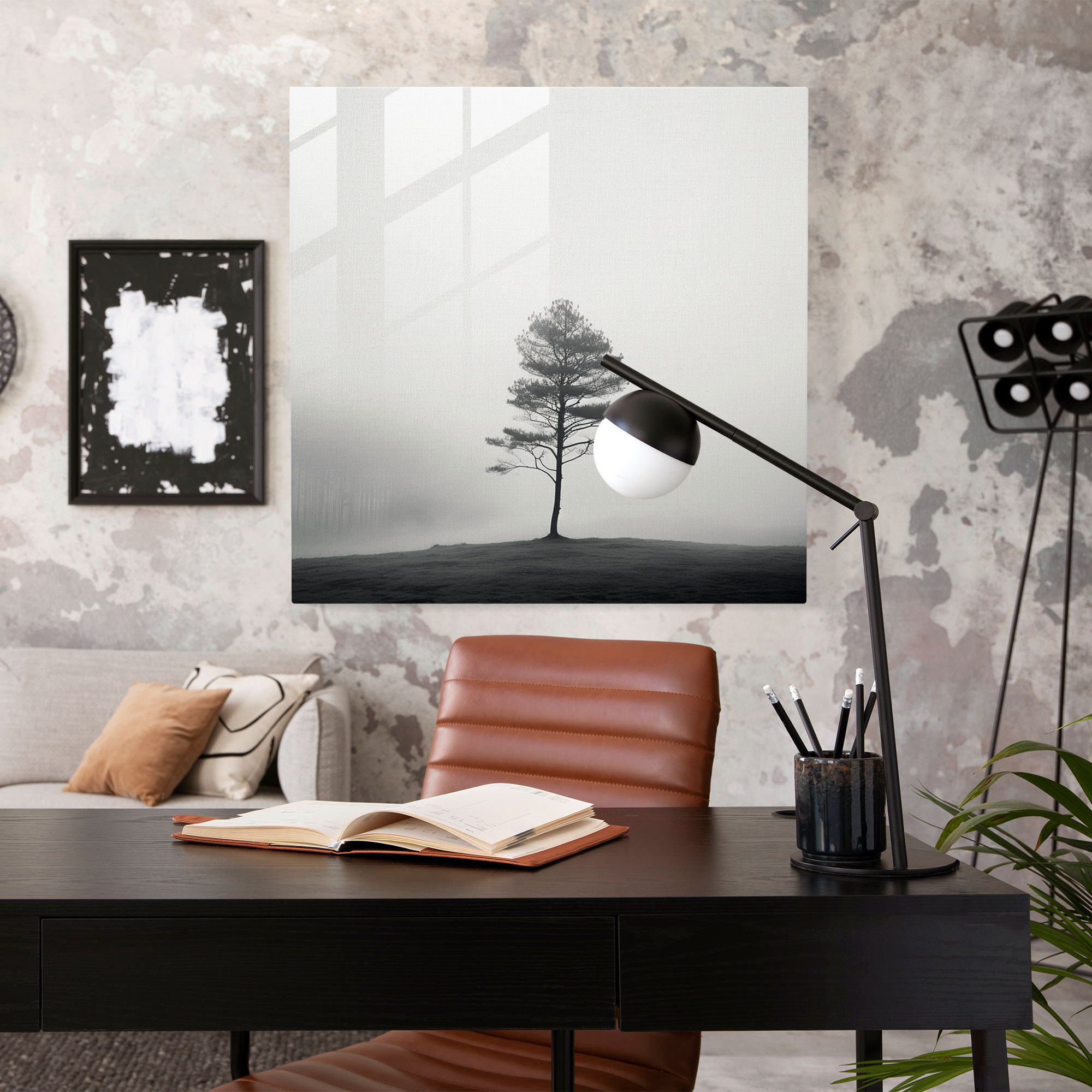 Gray Foggy Forest Glass Print - Gray, Glass Wall Art, Wall Decoration, Glass Art
