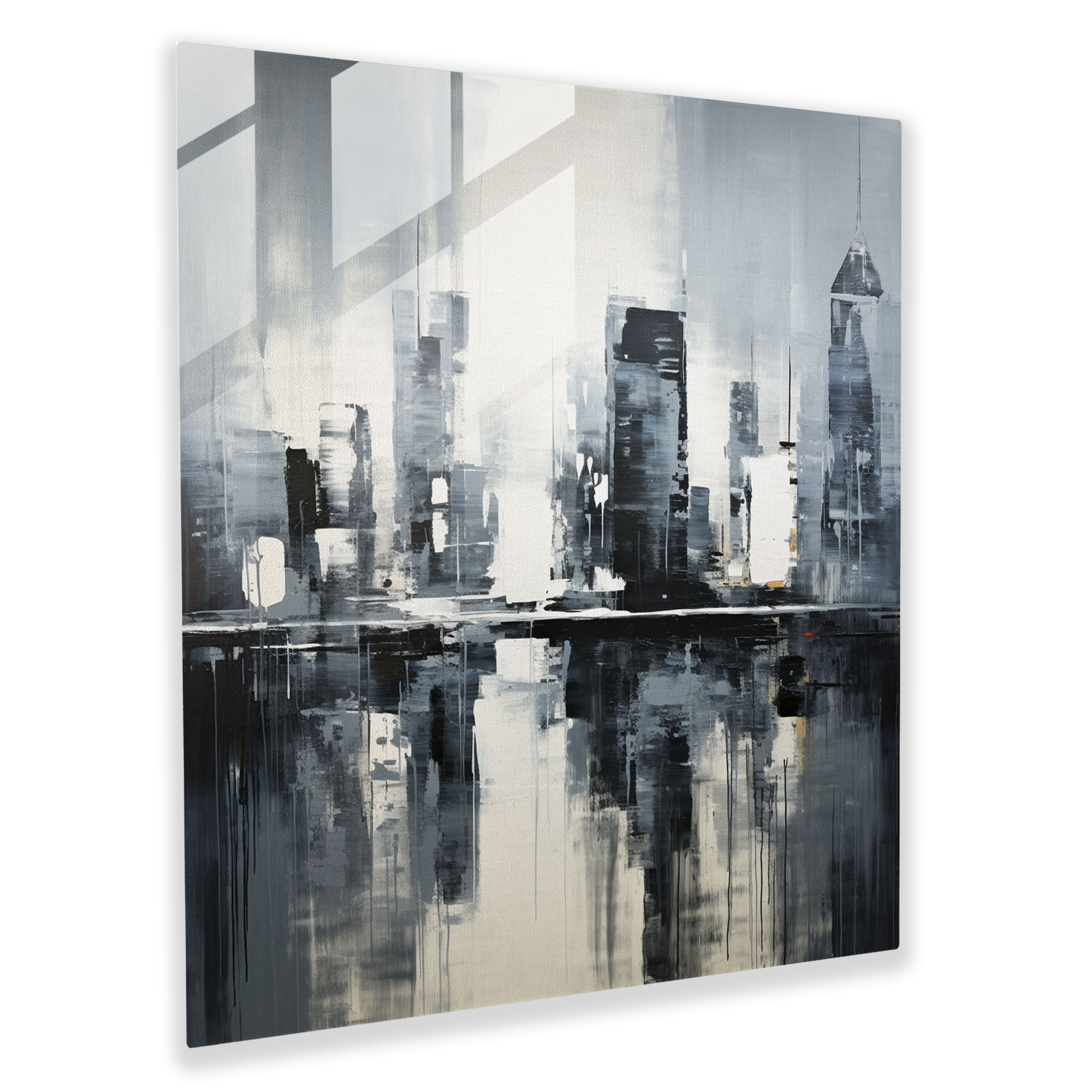 Gray City Skyline Glass Print - Gray, Glass Wall Art, Glass Print, Gray