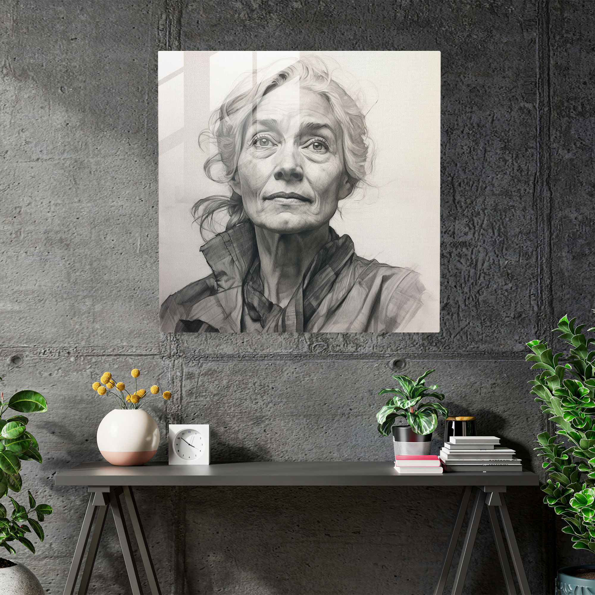 Gray Reflections Glass Print - Gray, Home Decoration, Glass Print, Richness