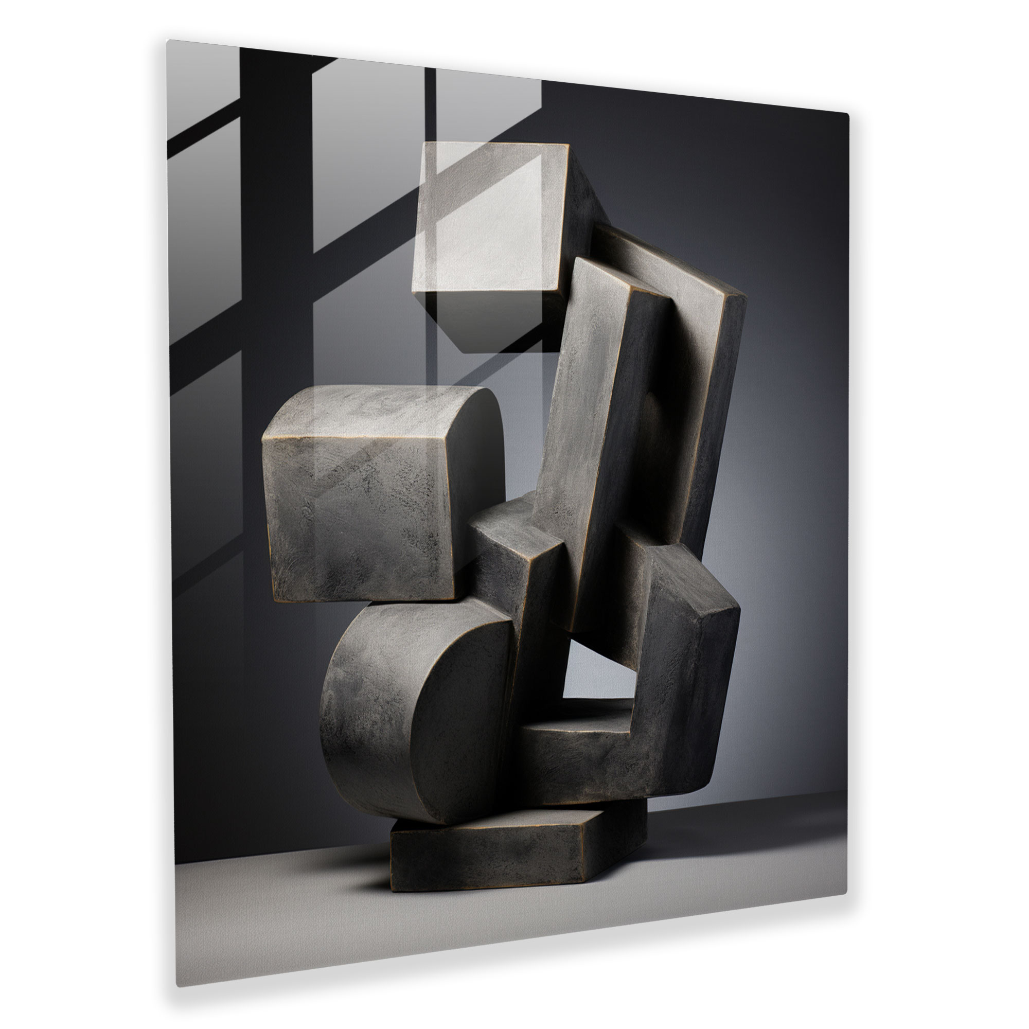 Gray Fusion Glass Print - Gray, Gray, Modern Art, Shapes