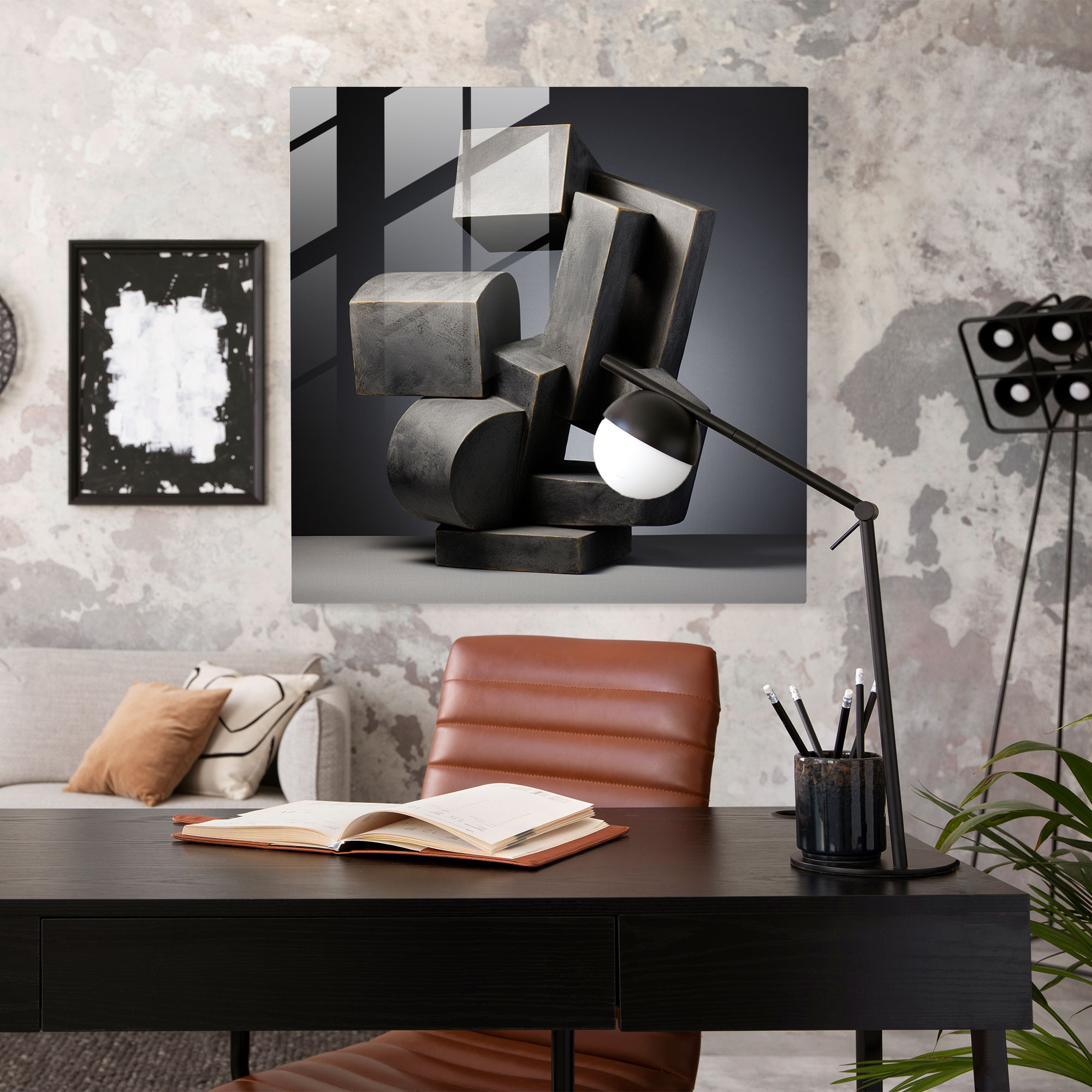 Gray Fusion Glass Print - Gray, Gray, Modern Art, Shapes