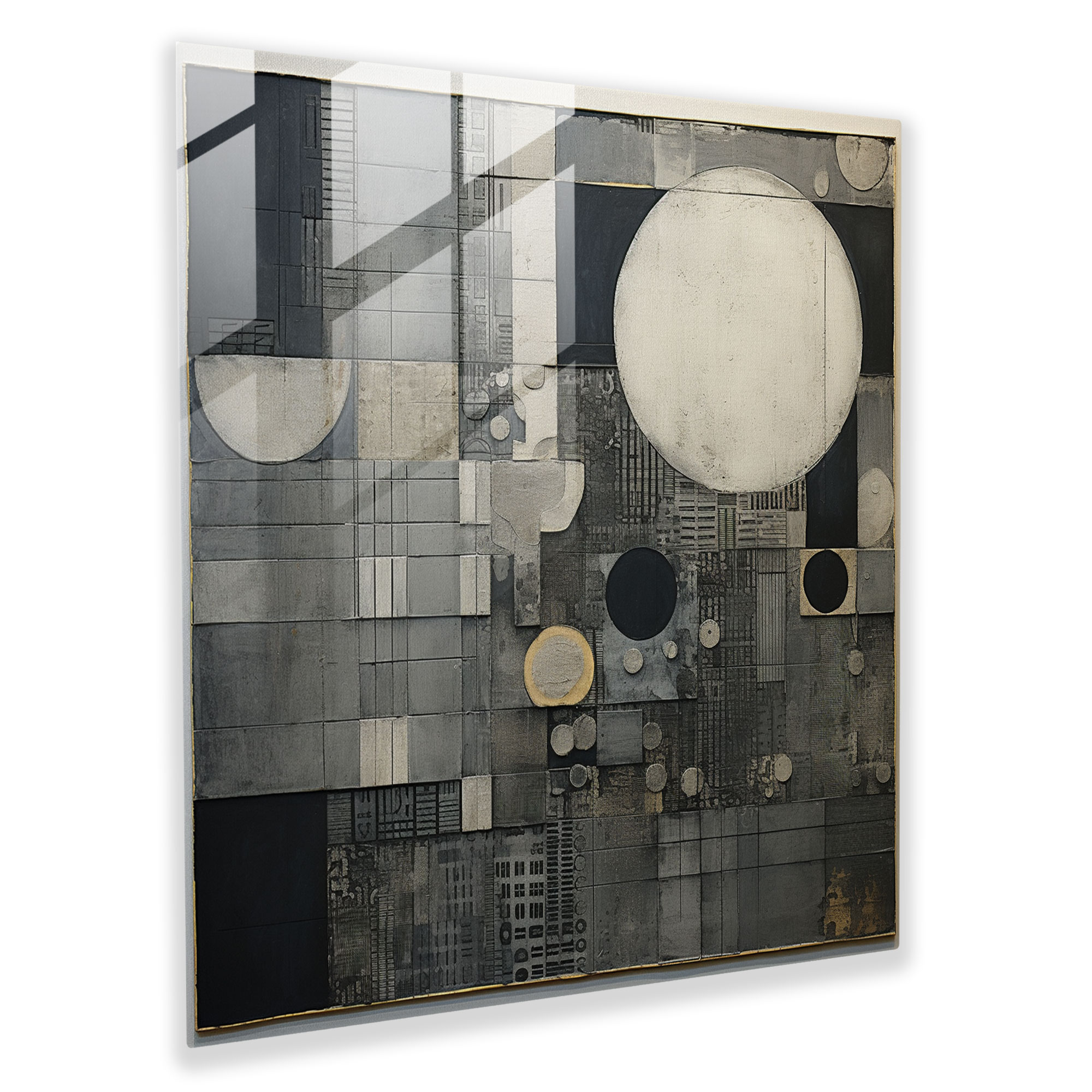 Gray Collage Glass Print - Gray, Home Decoration, Glass Wall Art, Modern Art
