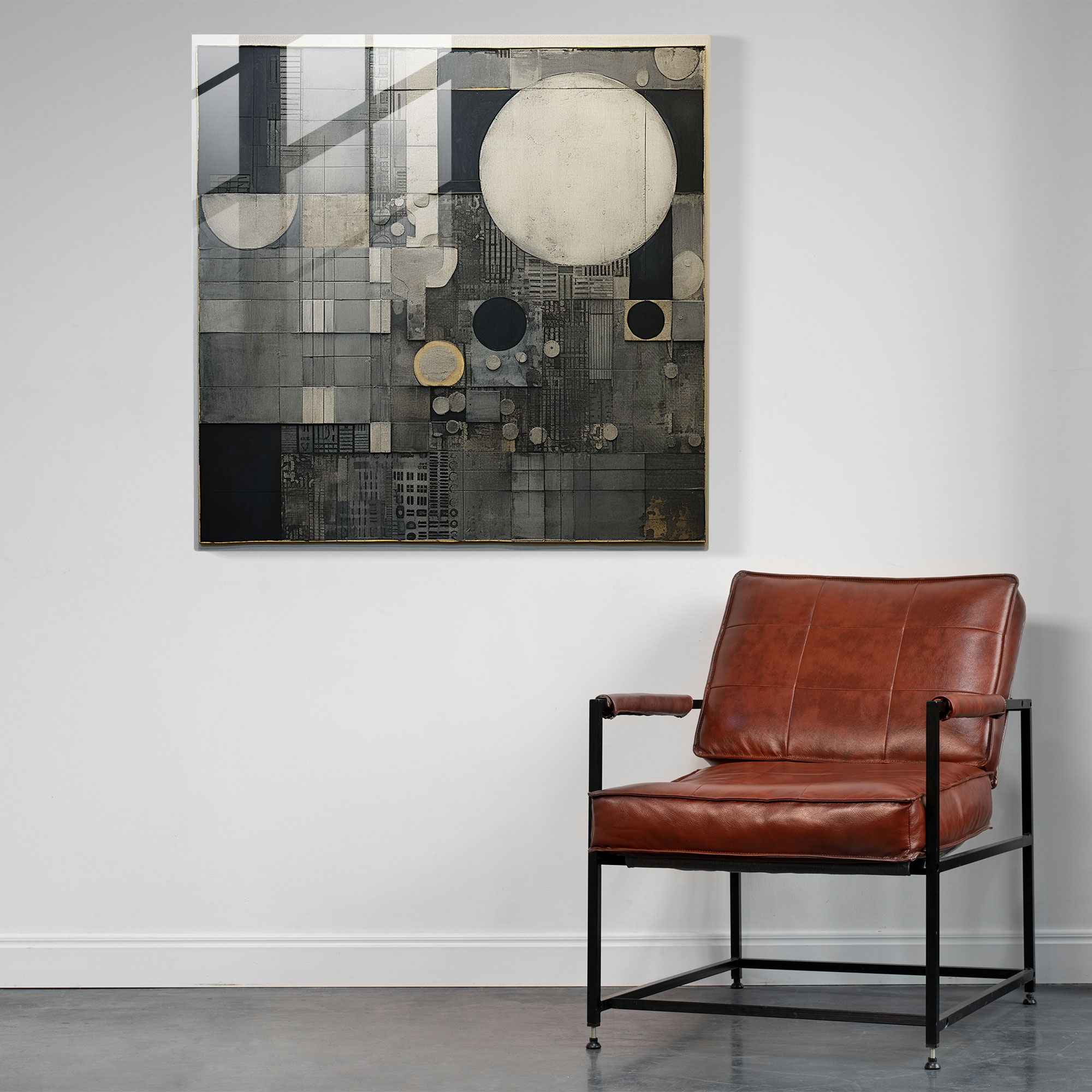 Gray Collage Glass Print - Gray, Home Decoration, Glass Wall Art, Modern Art