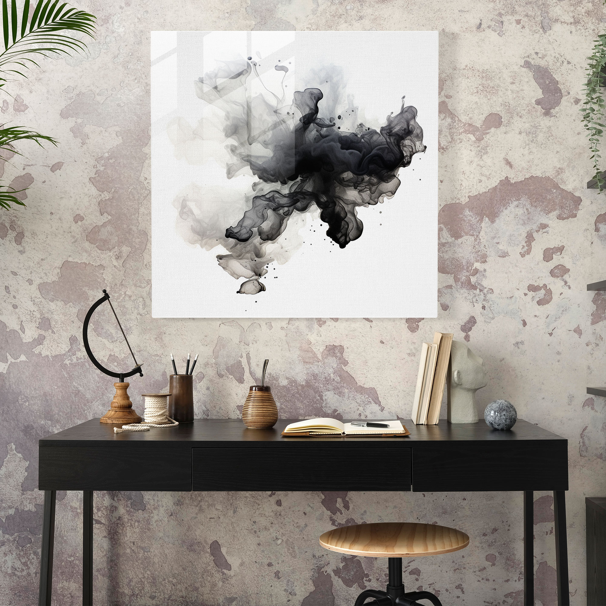 Gray Storm Glass Print - Gray, Glass Wall Art, Stormy Sky, Abstract Art