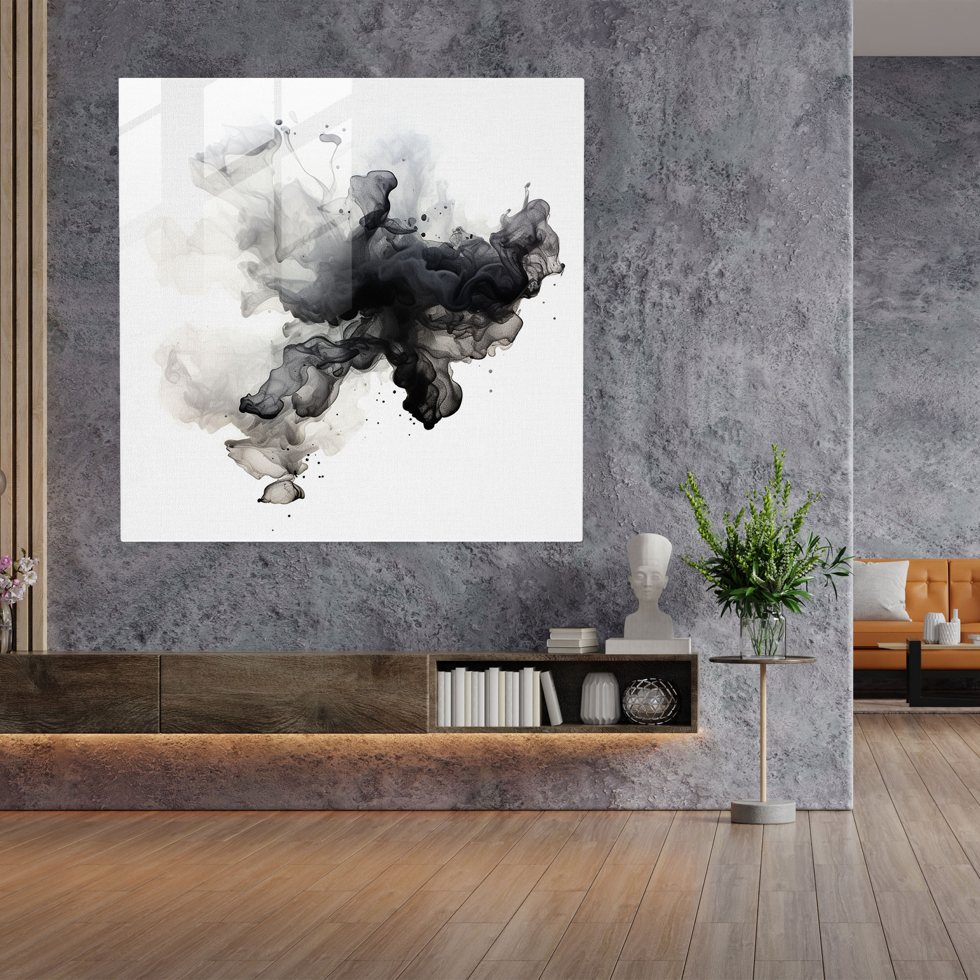 Gray Storm Glass Print - Gray, Glass Wall Art, Stormy Sky, Abstract Art