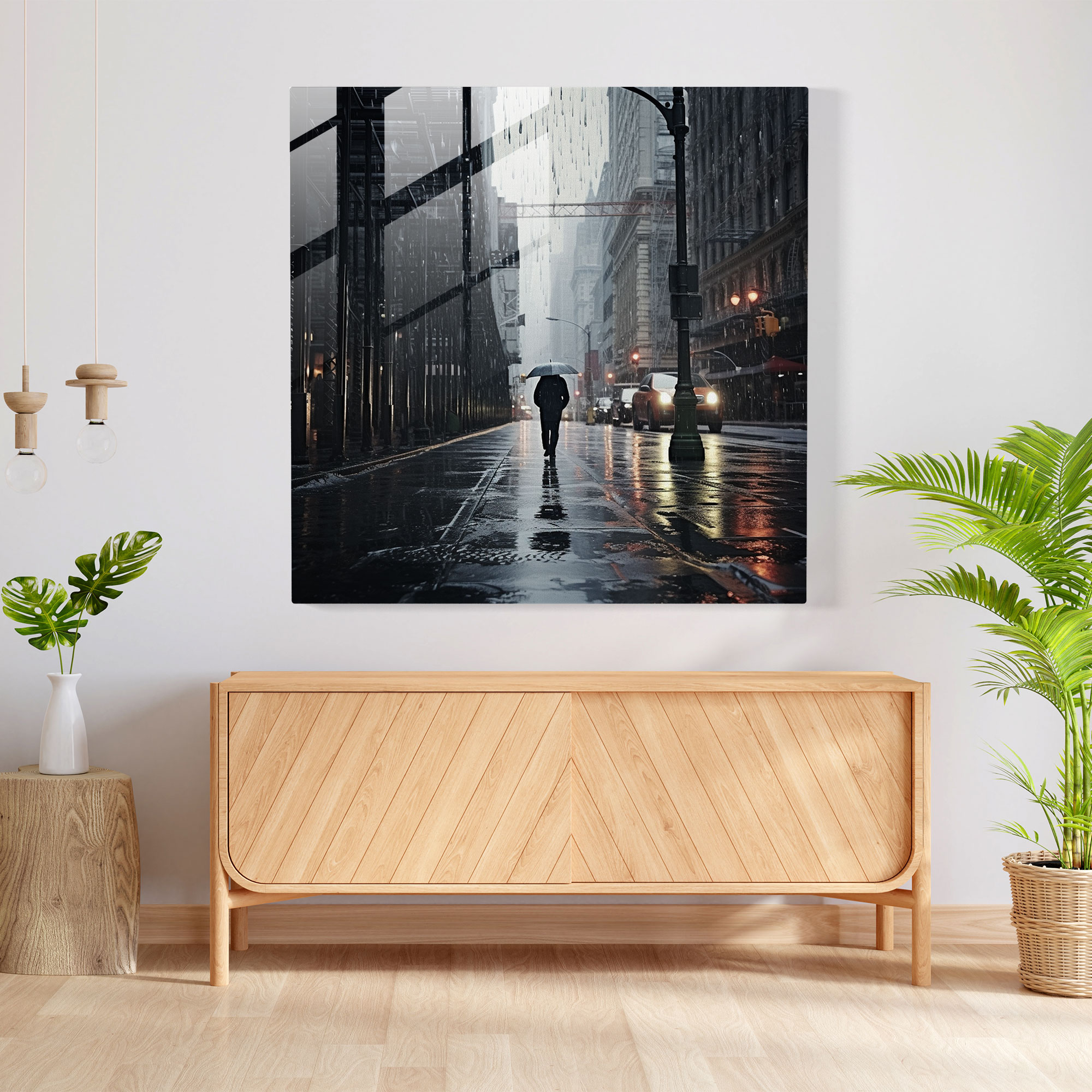 Rainy Gray Glass Print - Gray, Gray Theme, Home Decoration, Wall Decoration