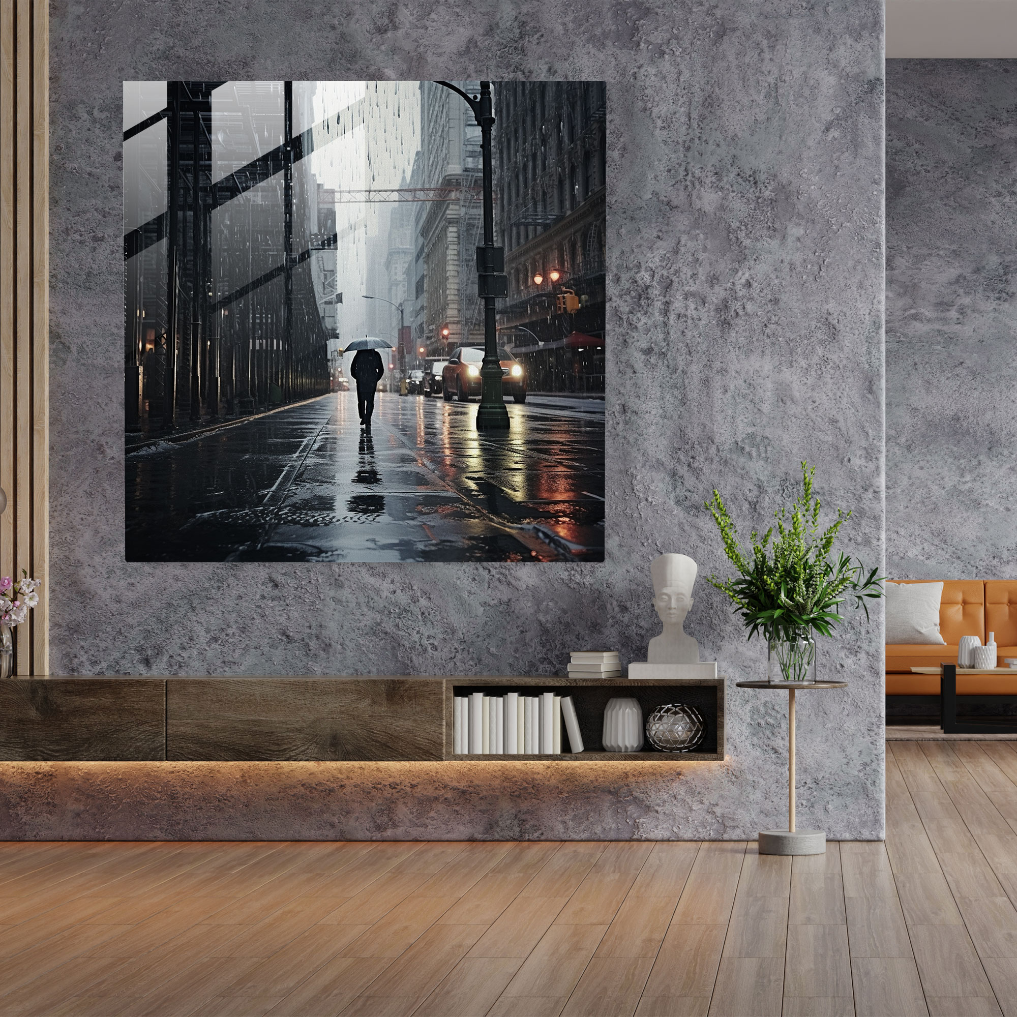 Rainy Gray Glass Print - Gray, Gray Theme, Home Decoration, Wall Decoration