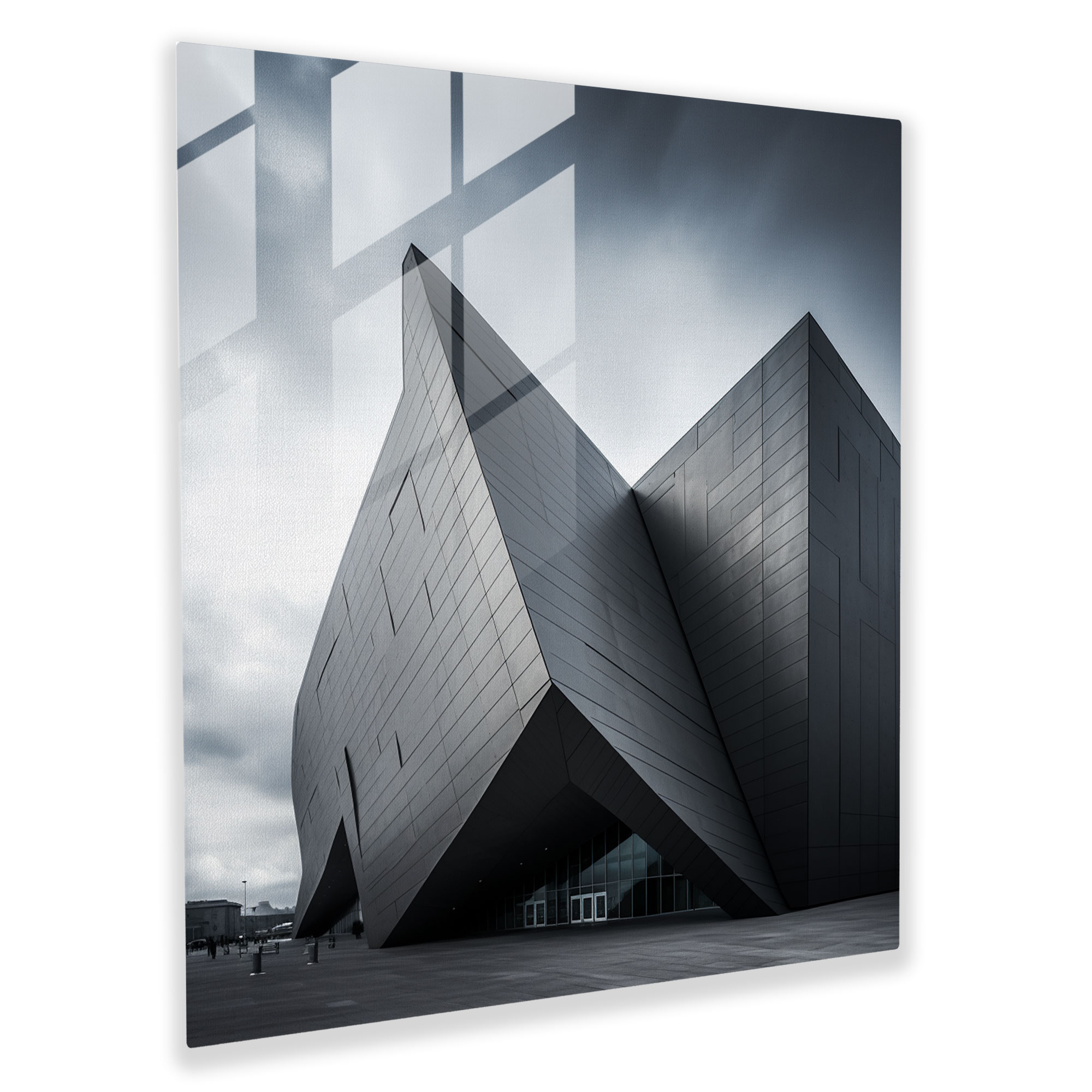 Modern Gri Mimarlık Cam Tablo - Gri Mimarlık Fotoğrafı Şık Modern Gri Bina
