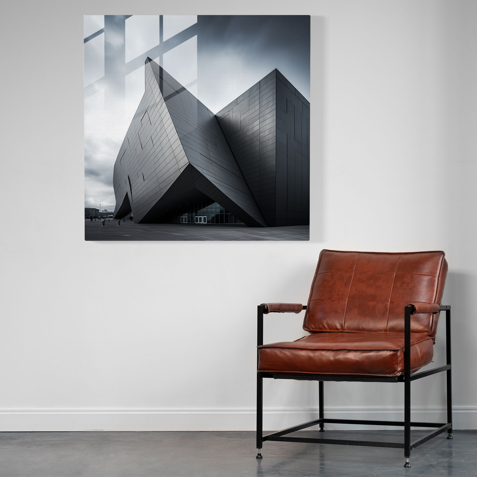 Modern Gri Mimarlık Cam Tablo - Gri Mimarlık Fotoğrafı Şık Modern Gri Bina