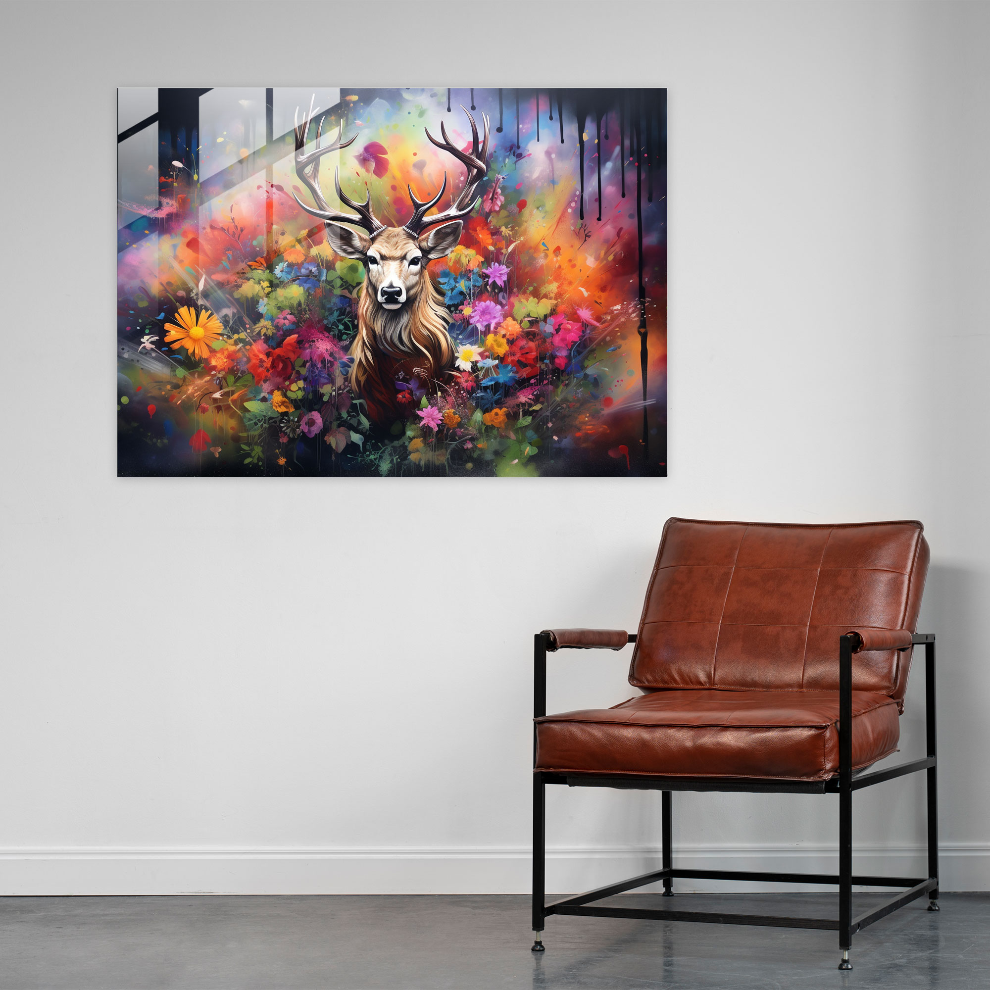 Graffiti Glass Print - Vibrant Nature Scene - Graffiti, Home Decoration, Wall Decoration, Modern Art