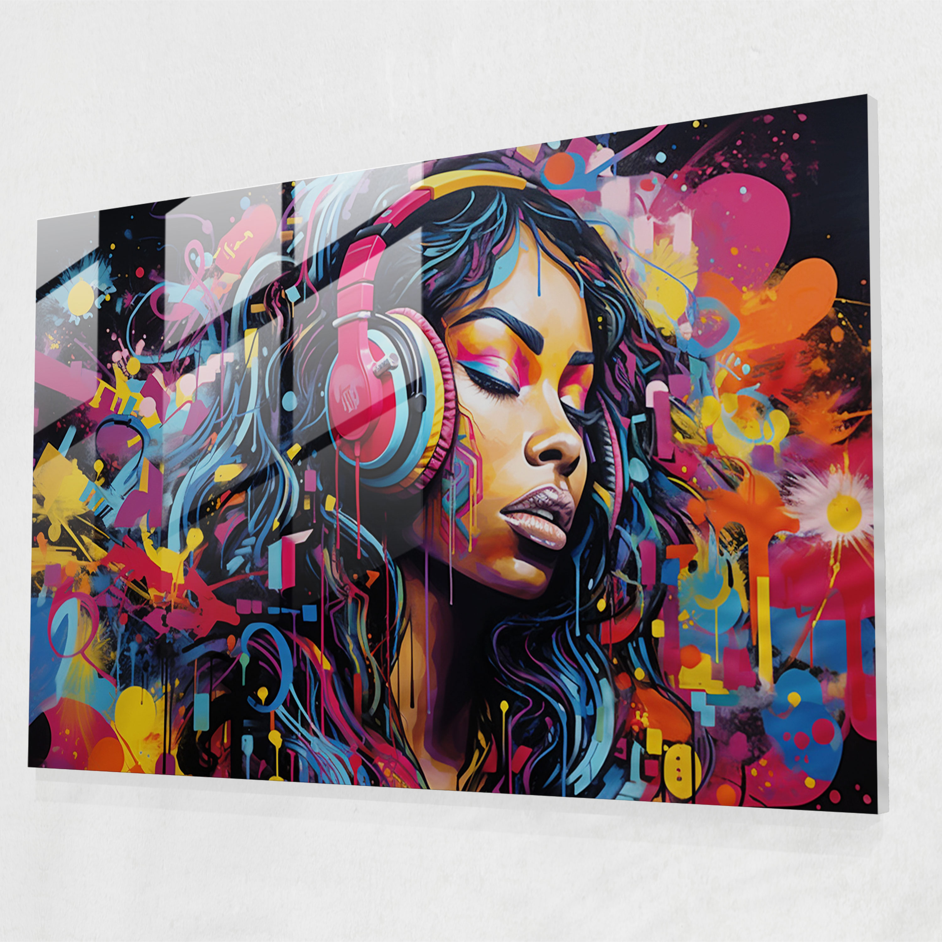 Graffiti Glass Wall Art - Spirit Of Music - Graffiti, Glass Art, Modern Art, Rhythm