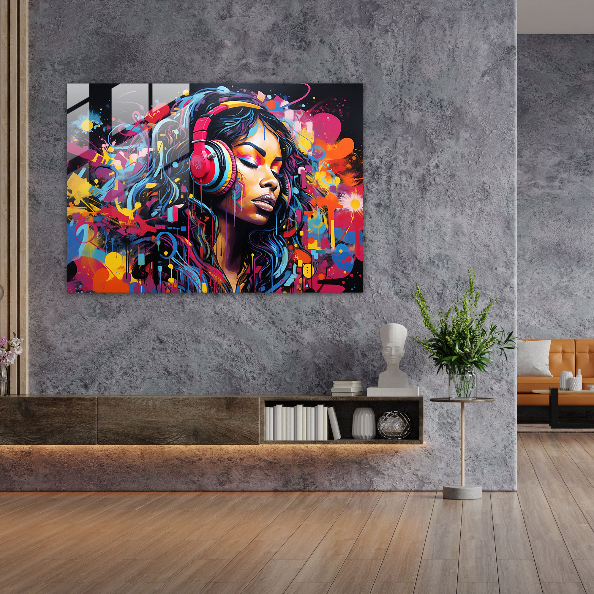Graffiti Glass Wall Art - Spirit Of Music - Graffiti, Glass Art, Modern Art, Rhythm