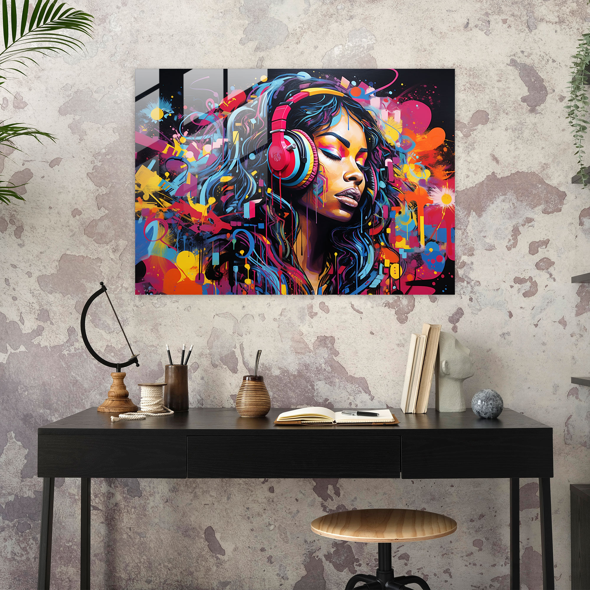 Graffiti Glass Wall Art - Spirit Of Music - Graffiti, Glass Art, Modern Art, Rhythm