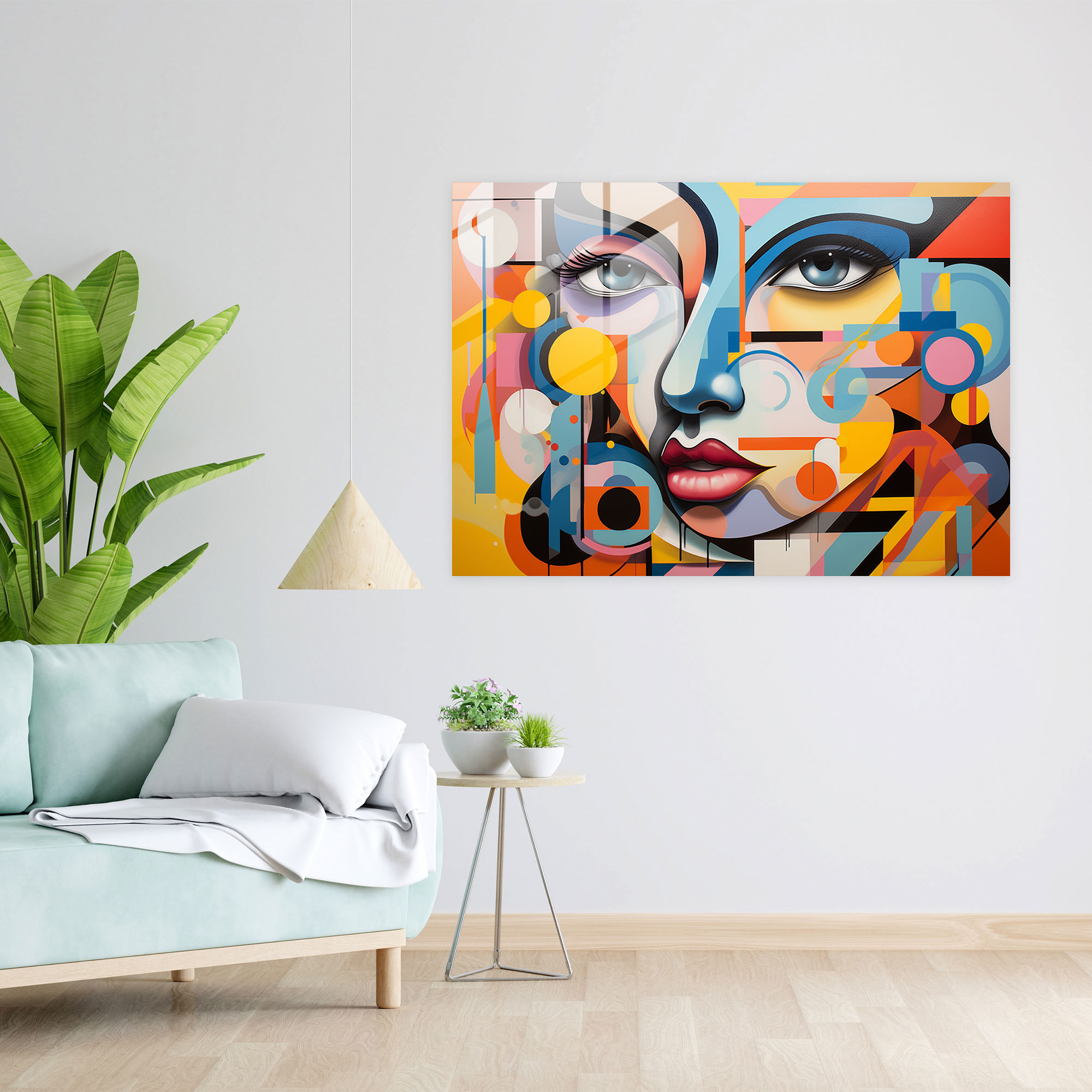 Graffiti Glass Print - Mosaic Of Geometric Shapes - Graffiti, Graffiti, Glass Wall Art, Geometric Shapes