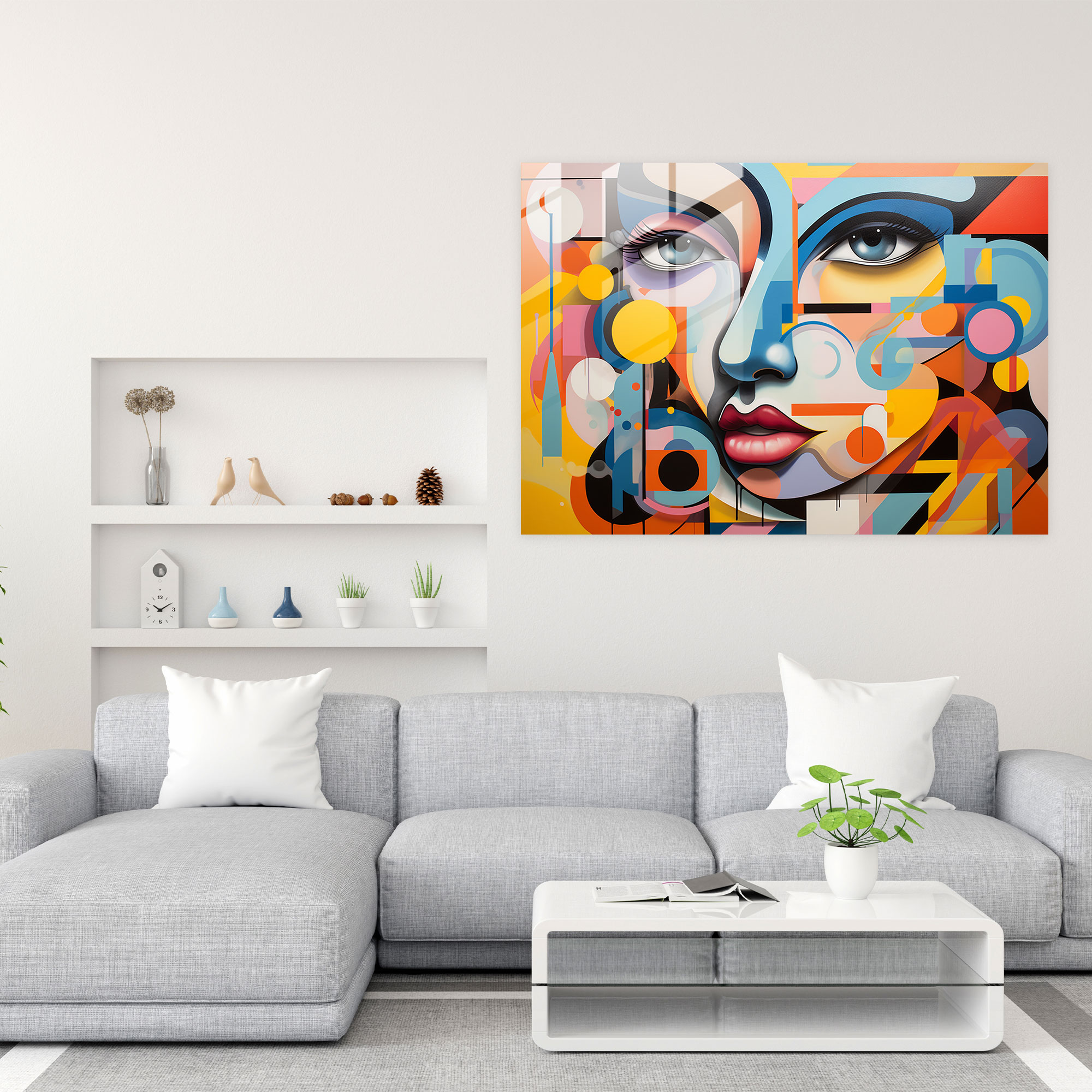 Graffiti Glass Print - Mosaic Of Geometric Shapes - Graffiti, Graffiti, Glass Wall Art, Geometric Shapes