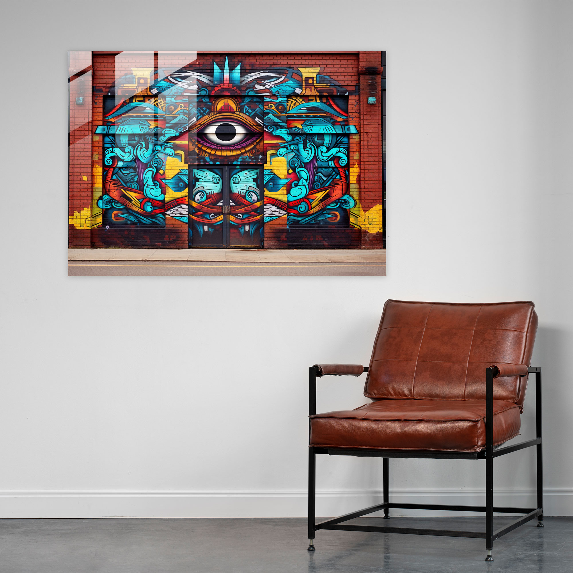 Abstract Graffiti Glass Wall Art - Graffiti, Modern Art, Brick Wall, Glass Art