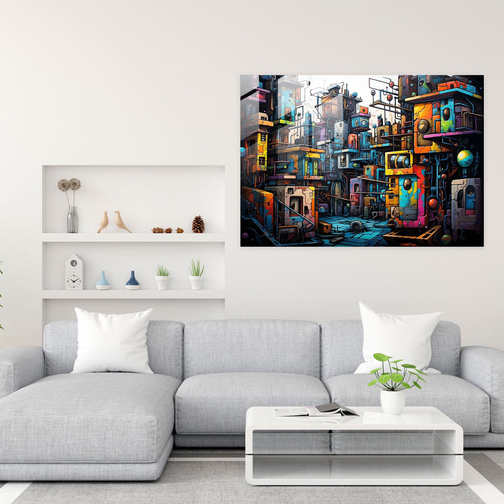 Vibrant Graffiti Glass Wall Art - Urban Cityscape - Graffiti, Energetic, Urban Art, Glass Print