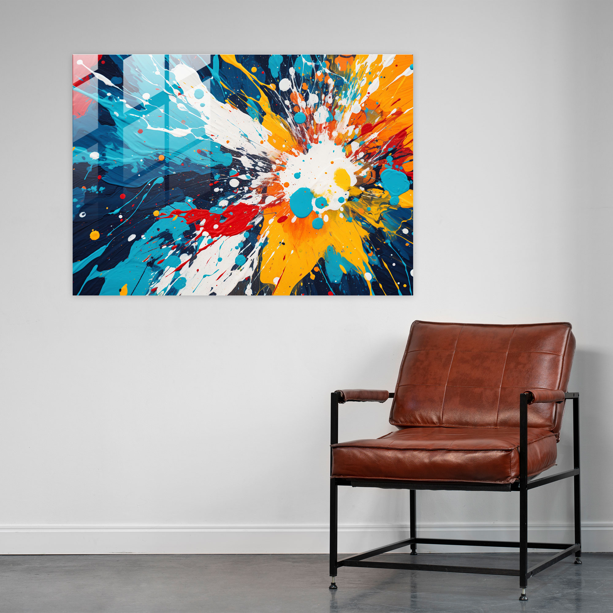 Abstract Graffiti Glass Wall Art - Vibrant Paint Splatters - Graffiti, Paint Splatters, Colorful, Wall Decoration