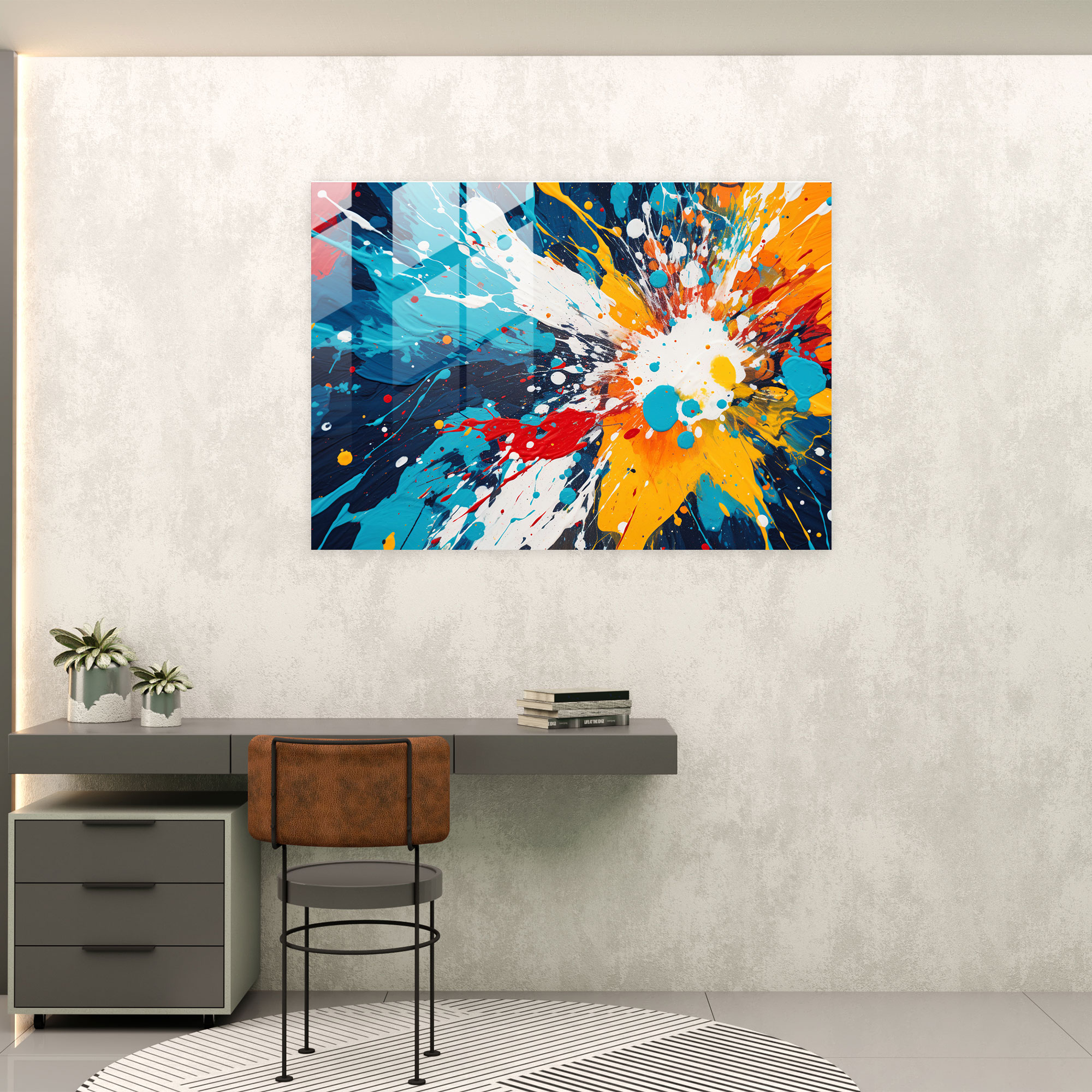 Abstract Graffiti Glass Wall Art - Vibrant Paint Splatters - Graffiti, Paint Splatters, Colorful, Wall Decoration
