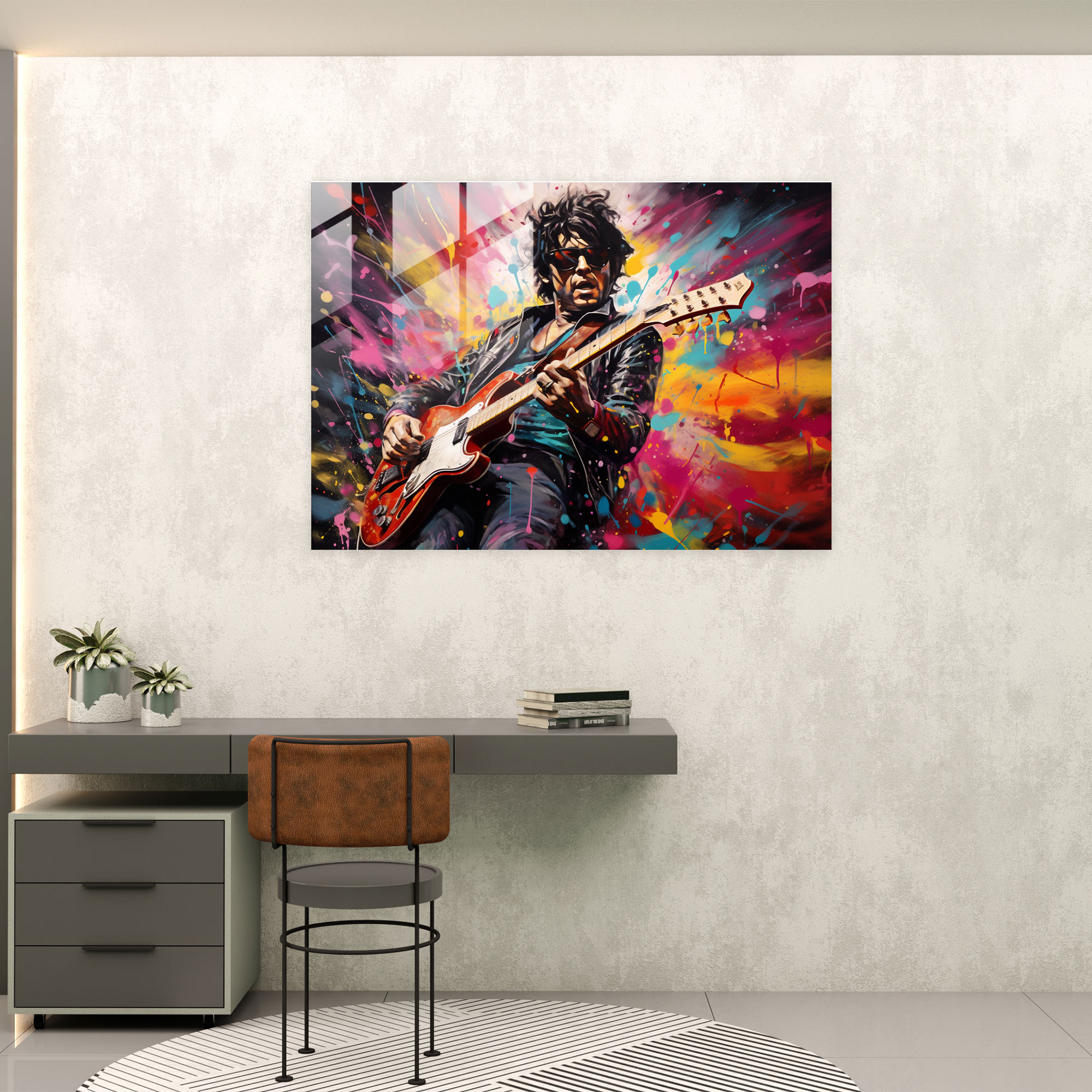Graffiti Glass Wall Art - Legendary Musician Portrait - Graffiti, Glass Print, Musician, Glass Art