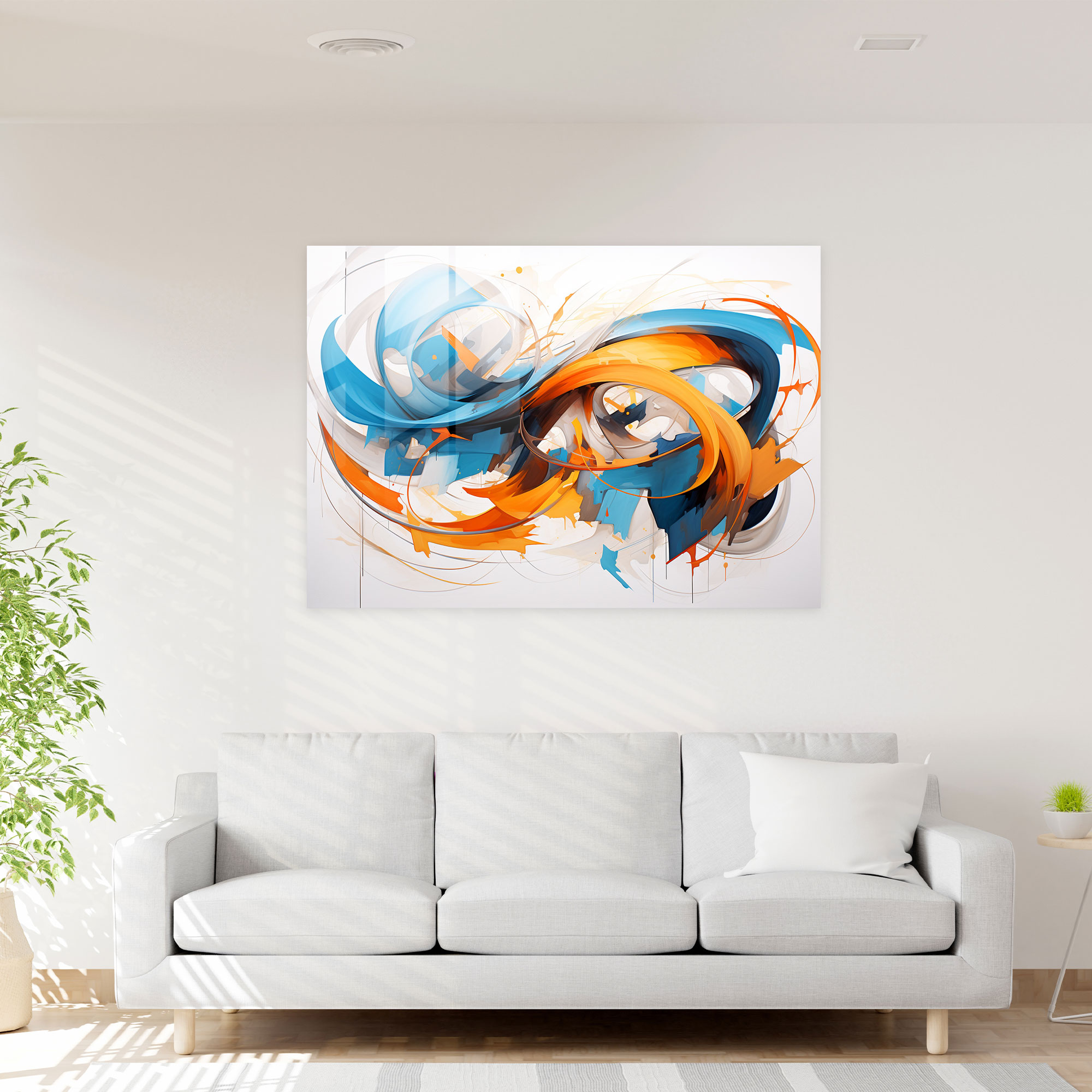 Graffiti Cam Sanatı - Soyut Enerji ve Hareket - Modern Sanat Cam Duvar Sanatı