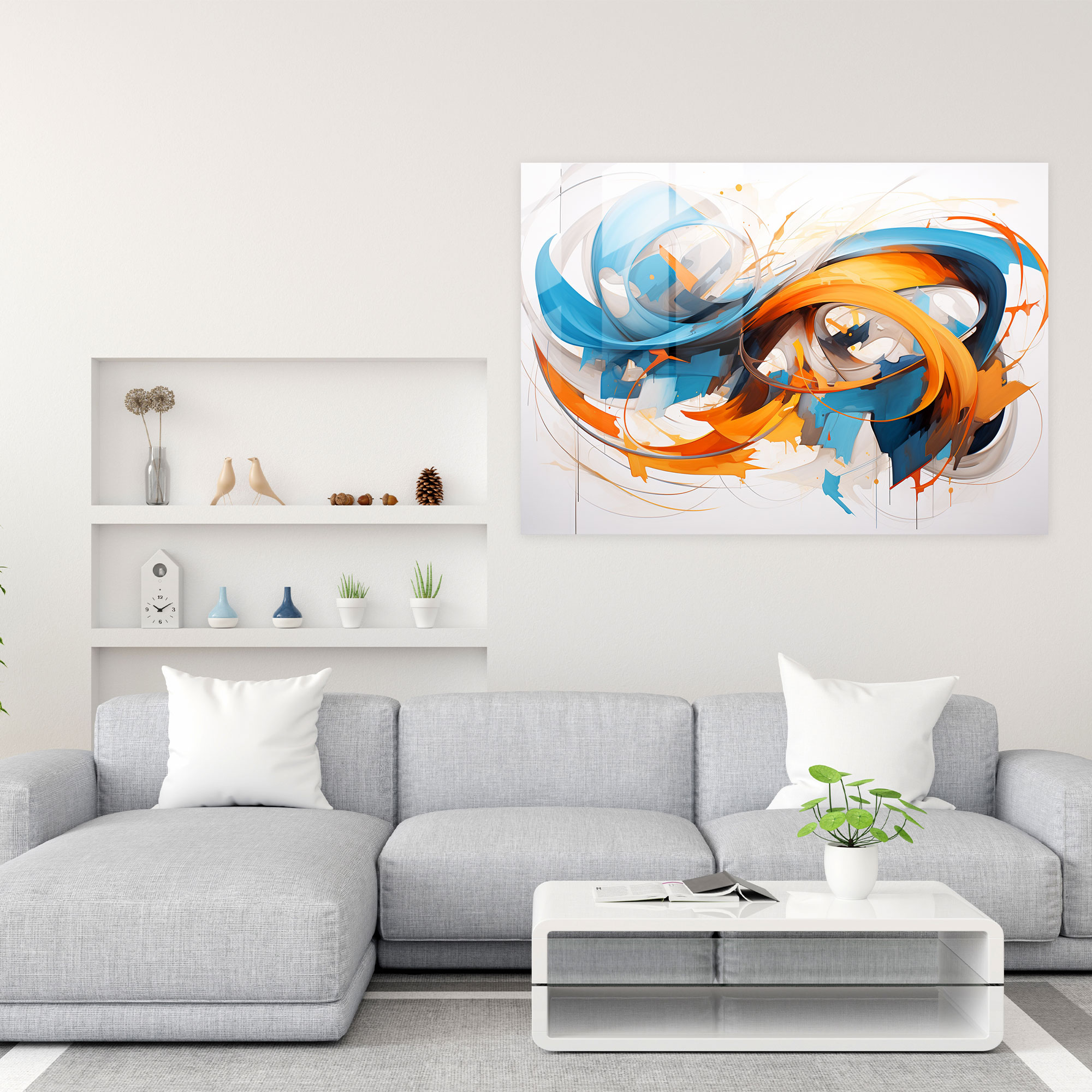 Graffiti Cam Sanatı - Soyut Enerji ve Hareket - Modern Sanat Cam Duvar Sanatı